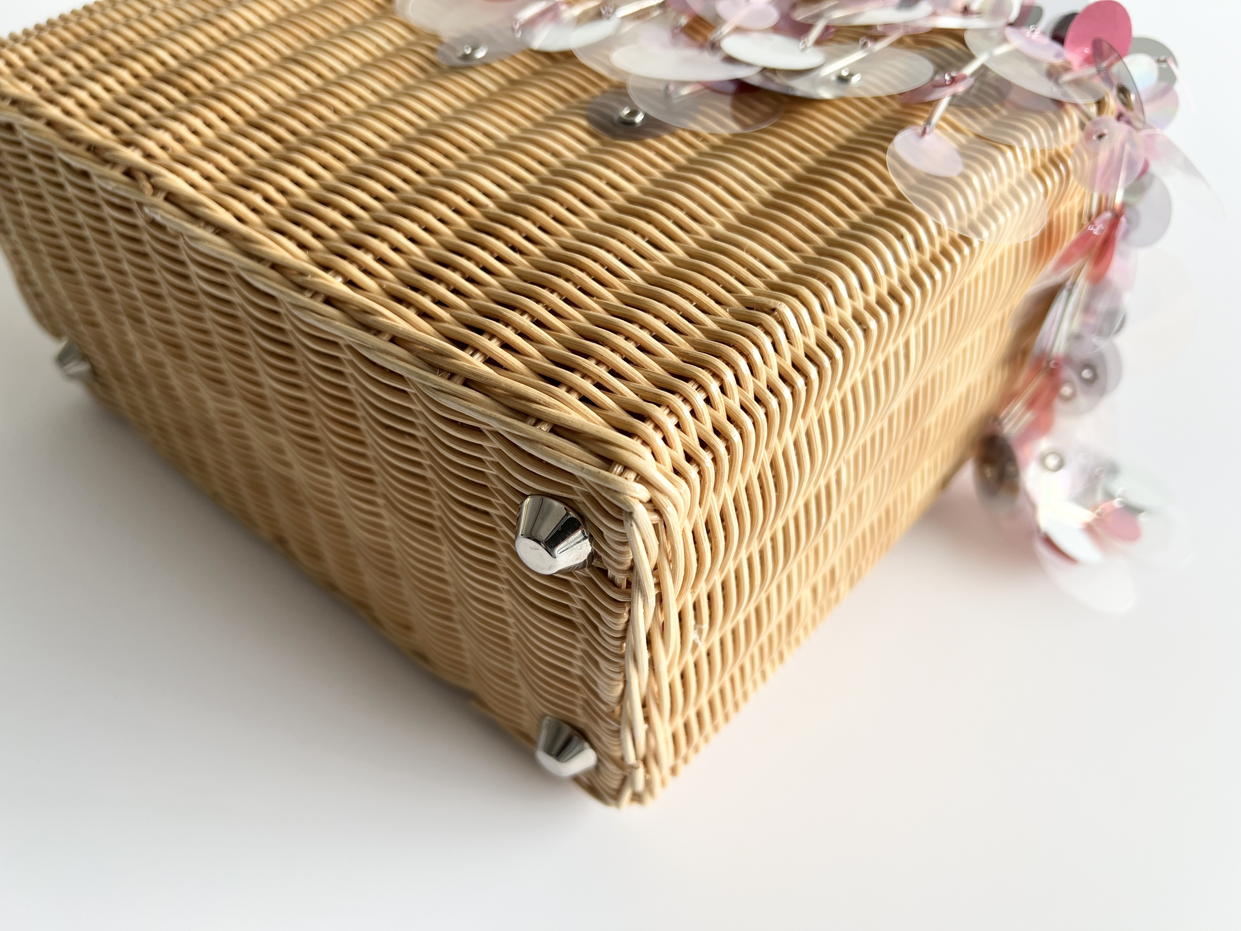 Wicker Sequin Canapa Basket Raffia Straw Handbag Tote Bag — view 12