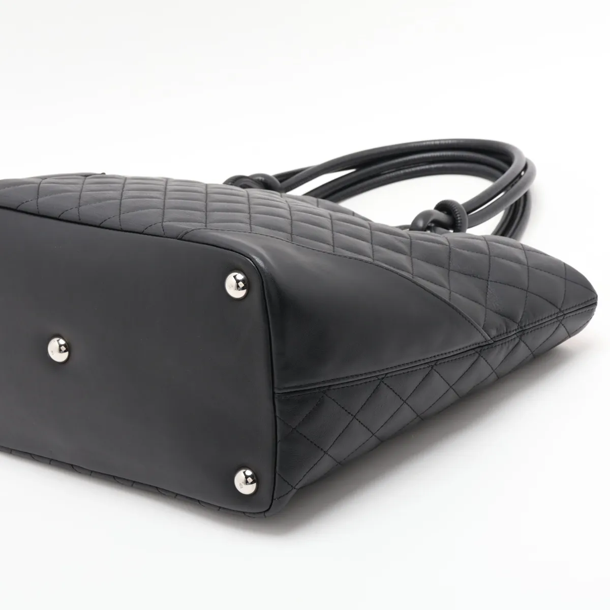 Cambon Line Lambskin Tote Bag, Black with Silver Hardware, 10214762 (Serial Number in the 10s) — view 3