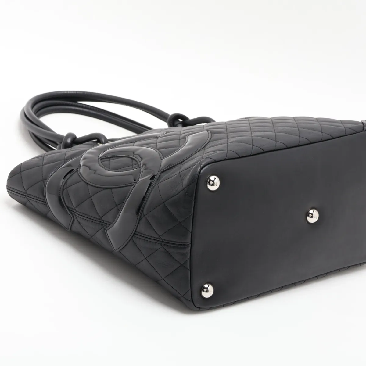 Cambon Line Lambskin Tote Bag, Black with Silver Hardware, 10214762 (Serial Number in the 10s) — view 4