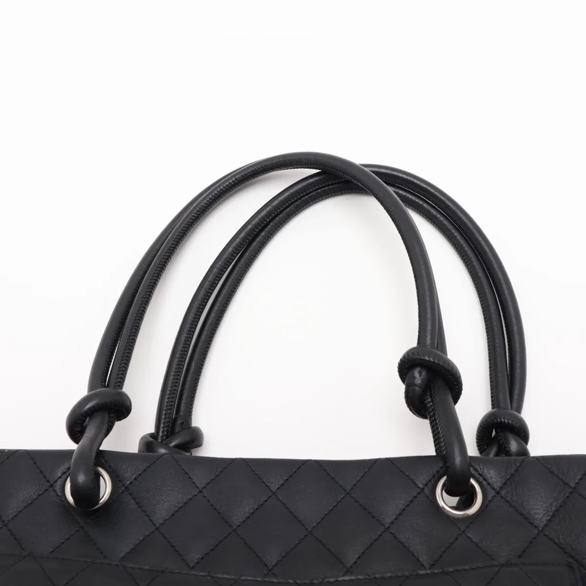 Cambon Line Lambskin Tote Bag, Black with Silver Hardware, 10214762 (Serial Number in the 10s) — view 6