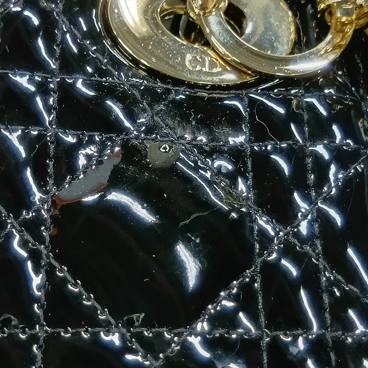 Cannage Lady Dior Mini Patent Leather 2-Way Handbag, Black — view 11