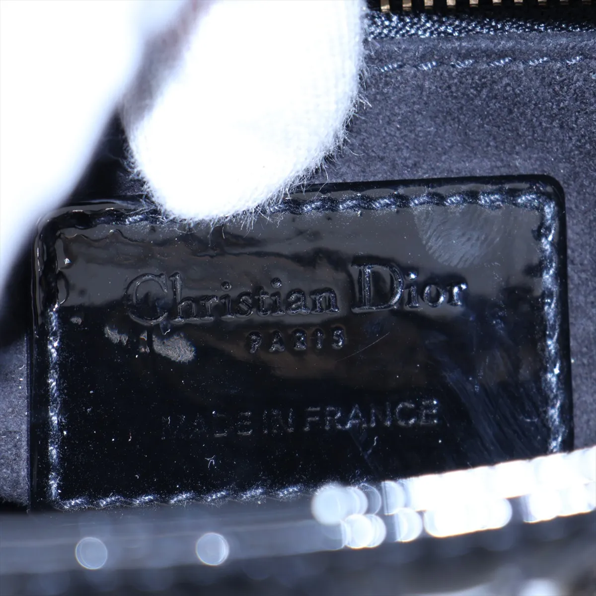 Cannage Lady Dior Mini Patent Leather 2-Way Handbag, Black — view 9
