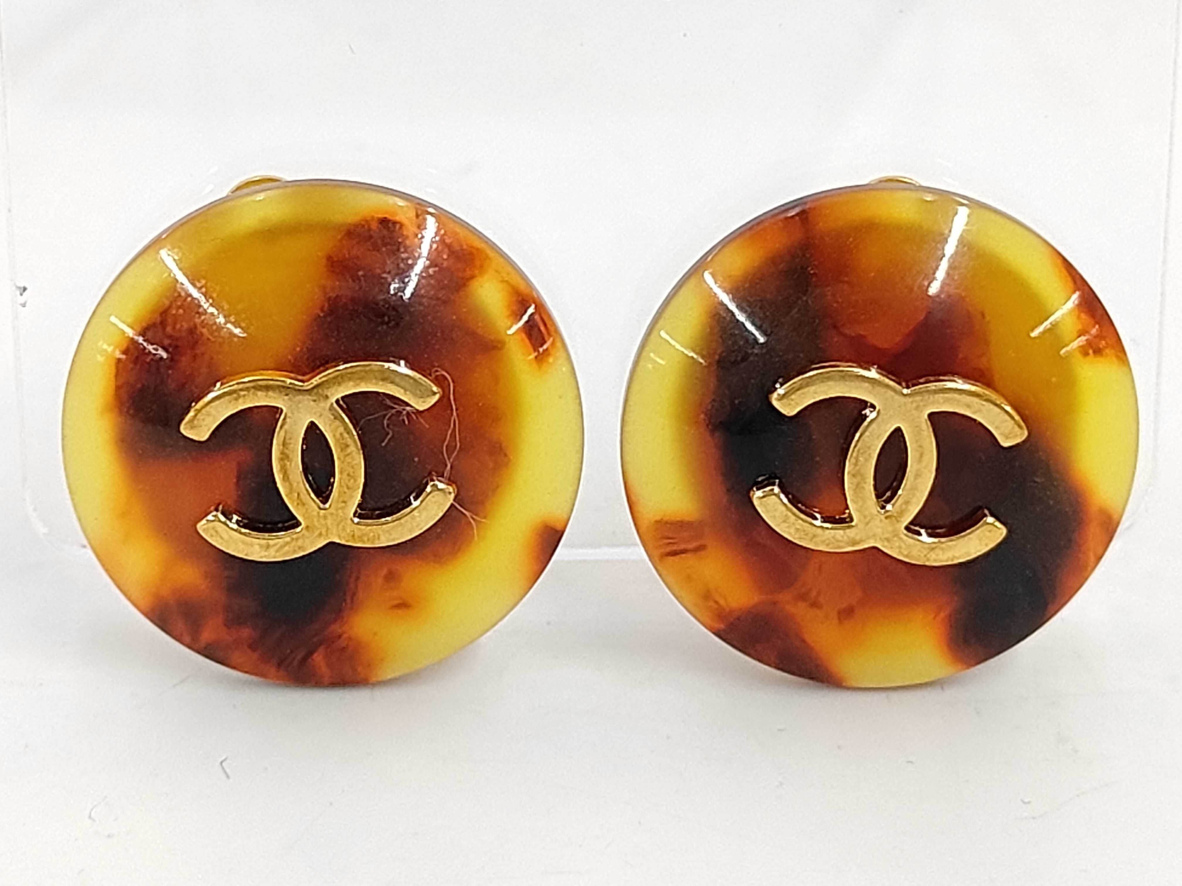 Earrings Tortoiseshell Coco Mark Round 97P Earrings