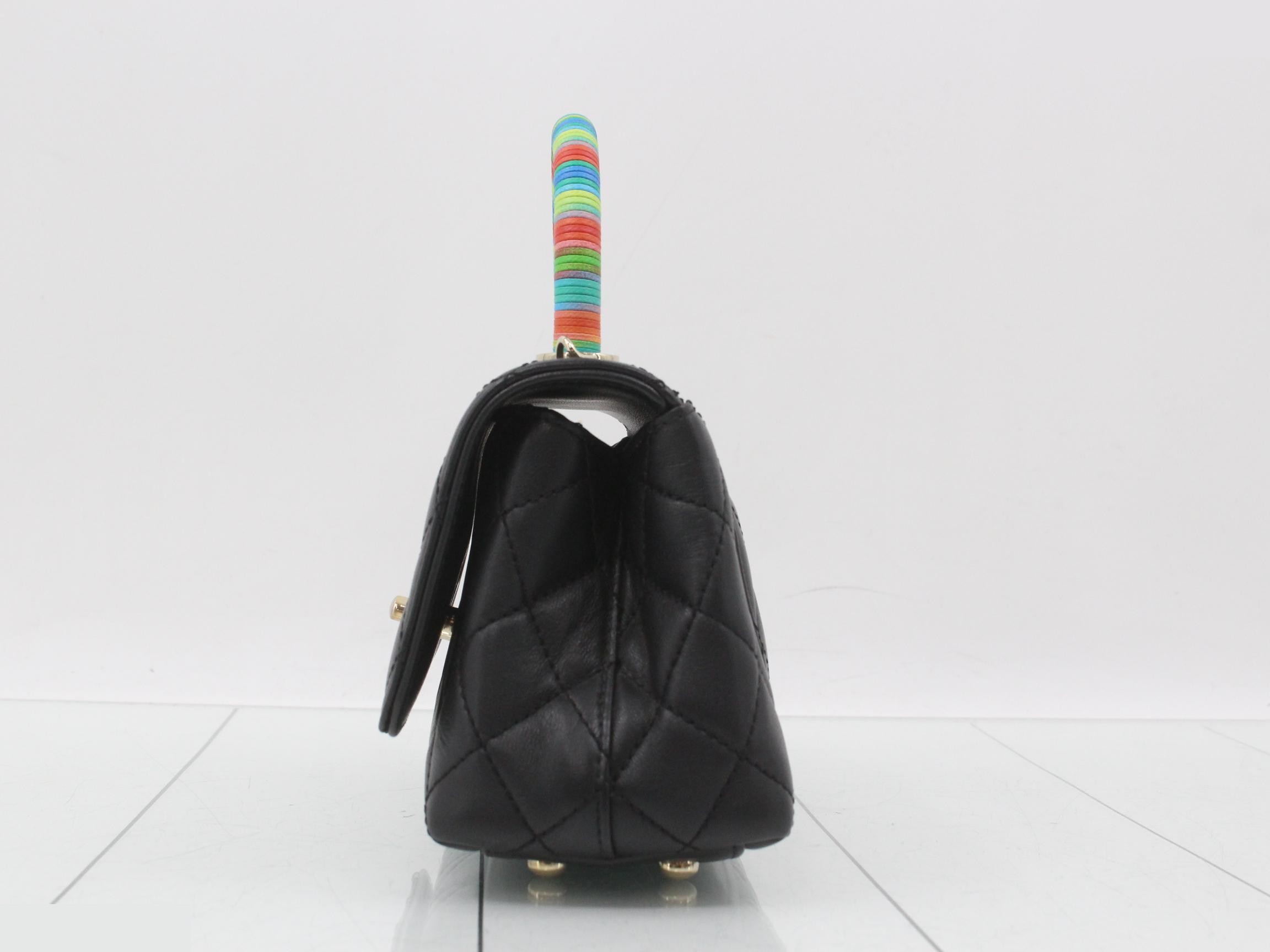 Coco Handle Leather Turnlock 2-Way Handbag Multicolor — view 3