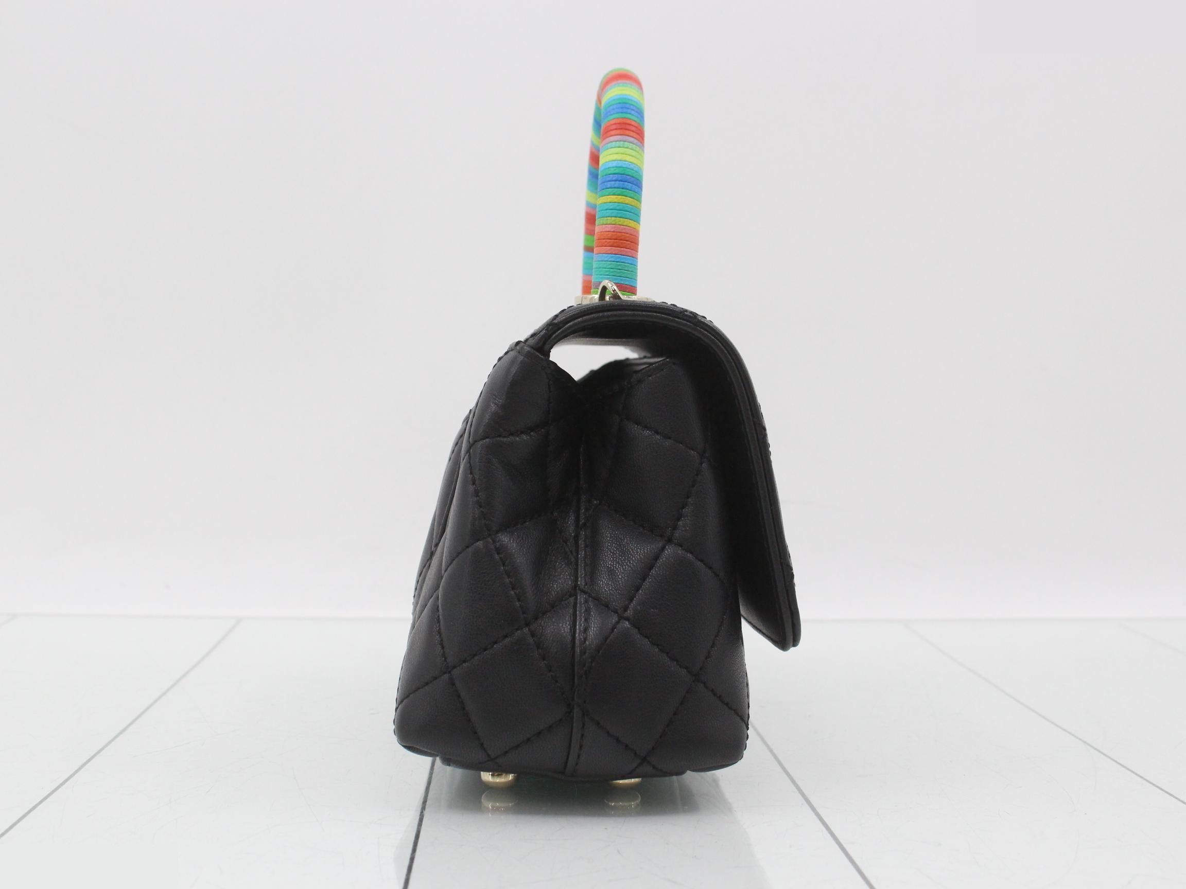 Coco Handle Leather Turnlock 2-Way Handbag Multicolor — view 4