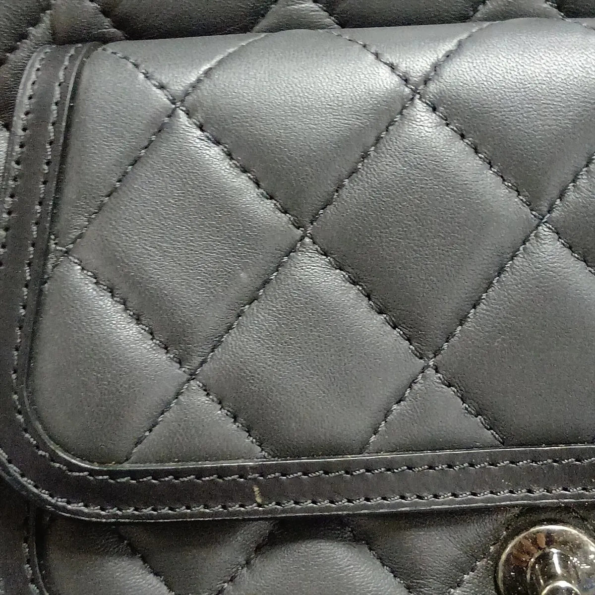 Matelassé Calf Hair x Lambskin Single Flap Double Chain Bag, Gray x Black, Gunmetal Hardware, 21216656, Serial Number 21 — view 14