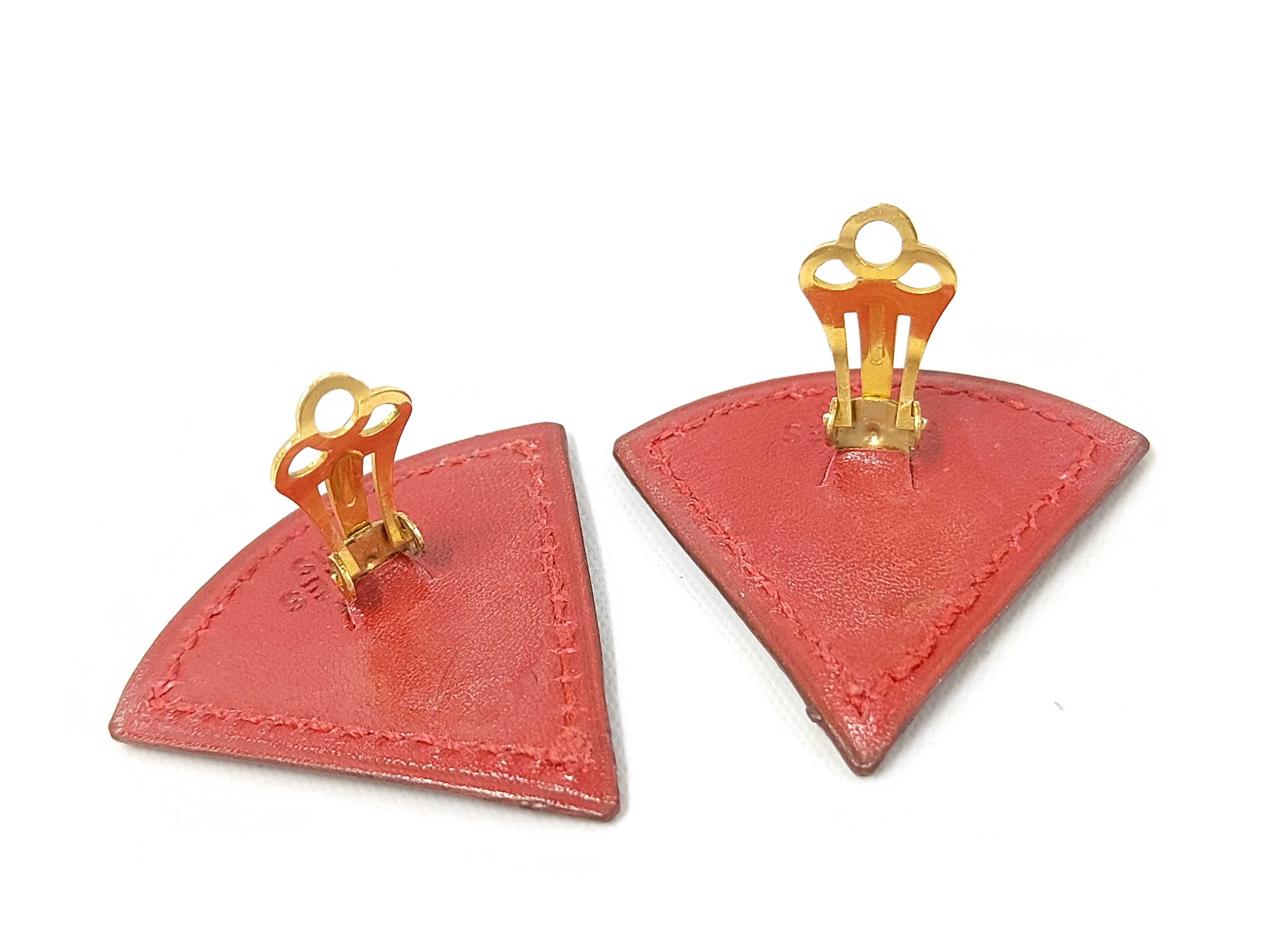 Rouge Vif Leather Plated Triangle Earrings — view 3