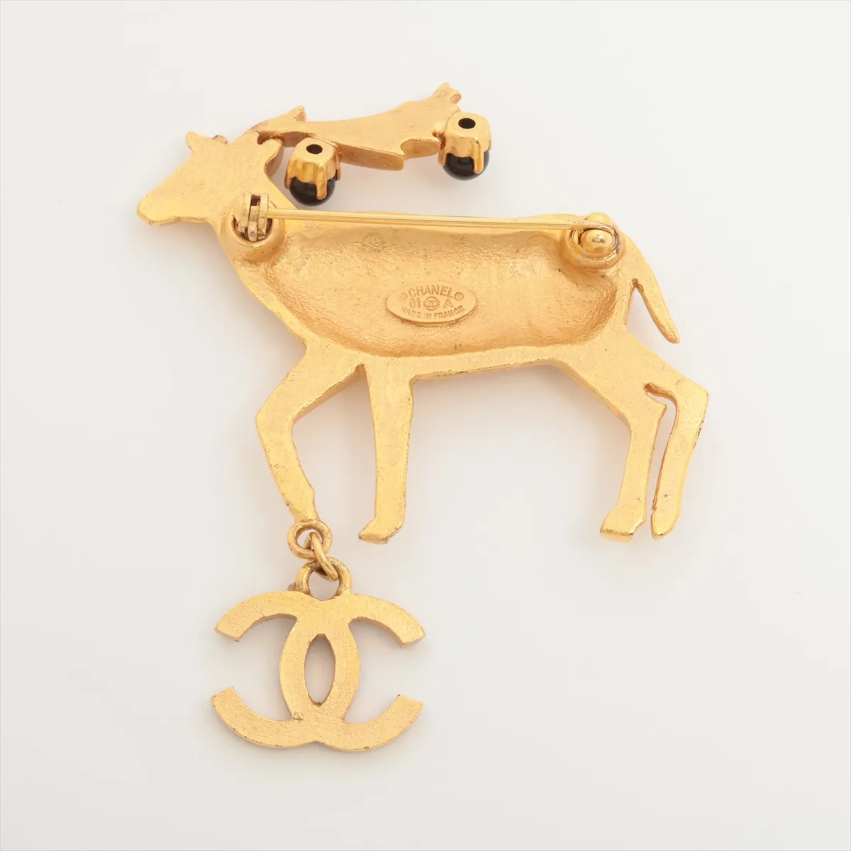 Coco Mark 01A Brooch, GP x Rhinestone, Gold, — view 2