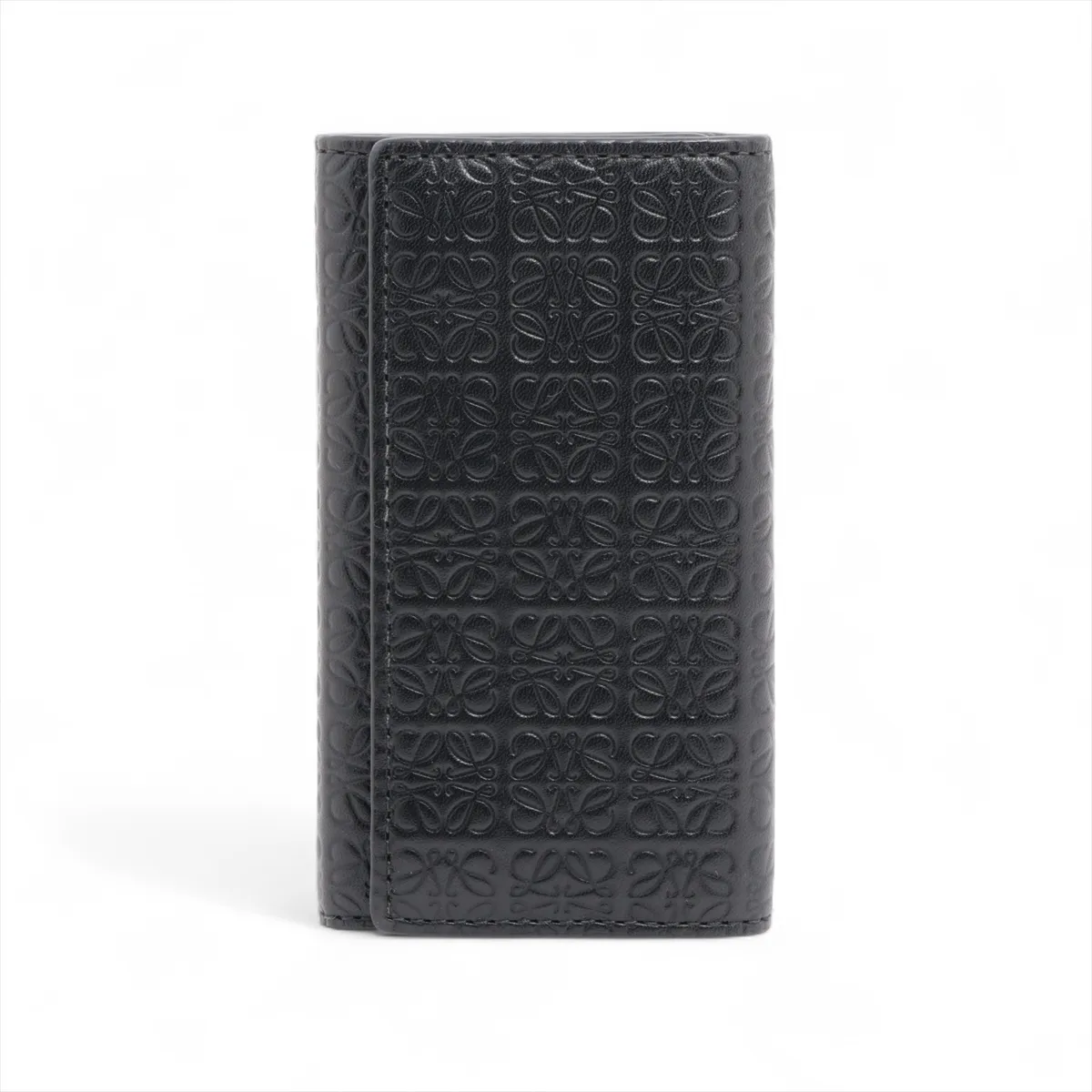 Repeat Anagram Leather Key Case Black