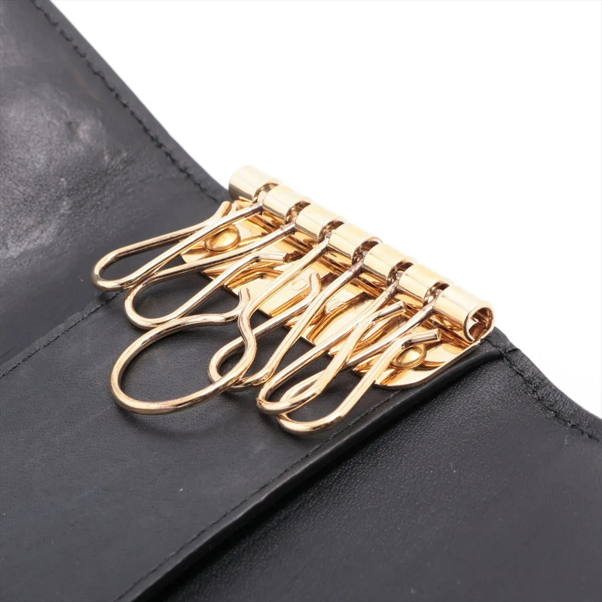 Repeat Anagram Leather Key Case Black — view 4