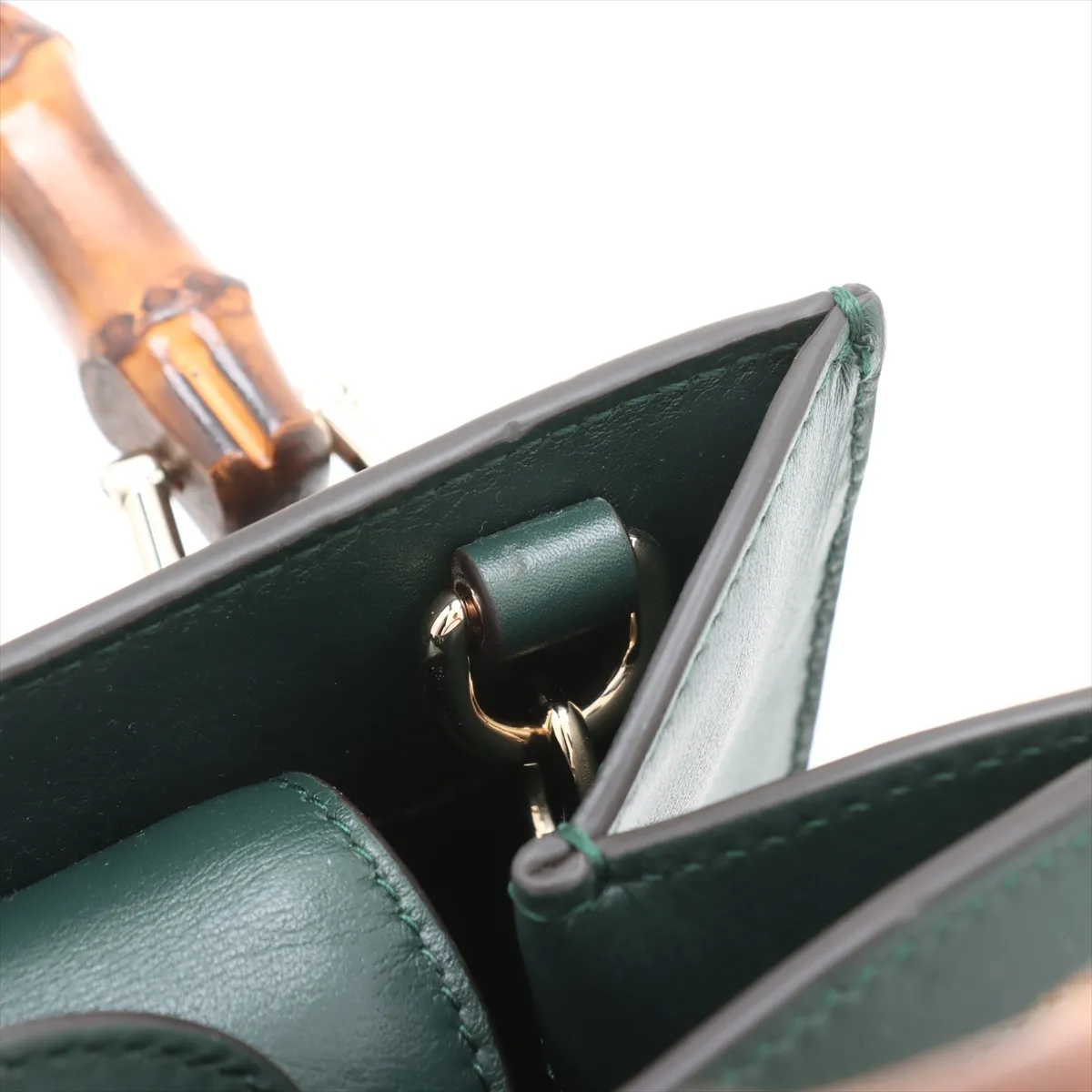 Bamboo Diana Small Leather 2-Way Handbag, Green, 832936 — view 11