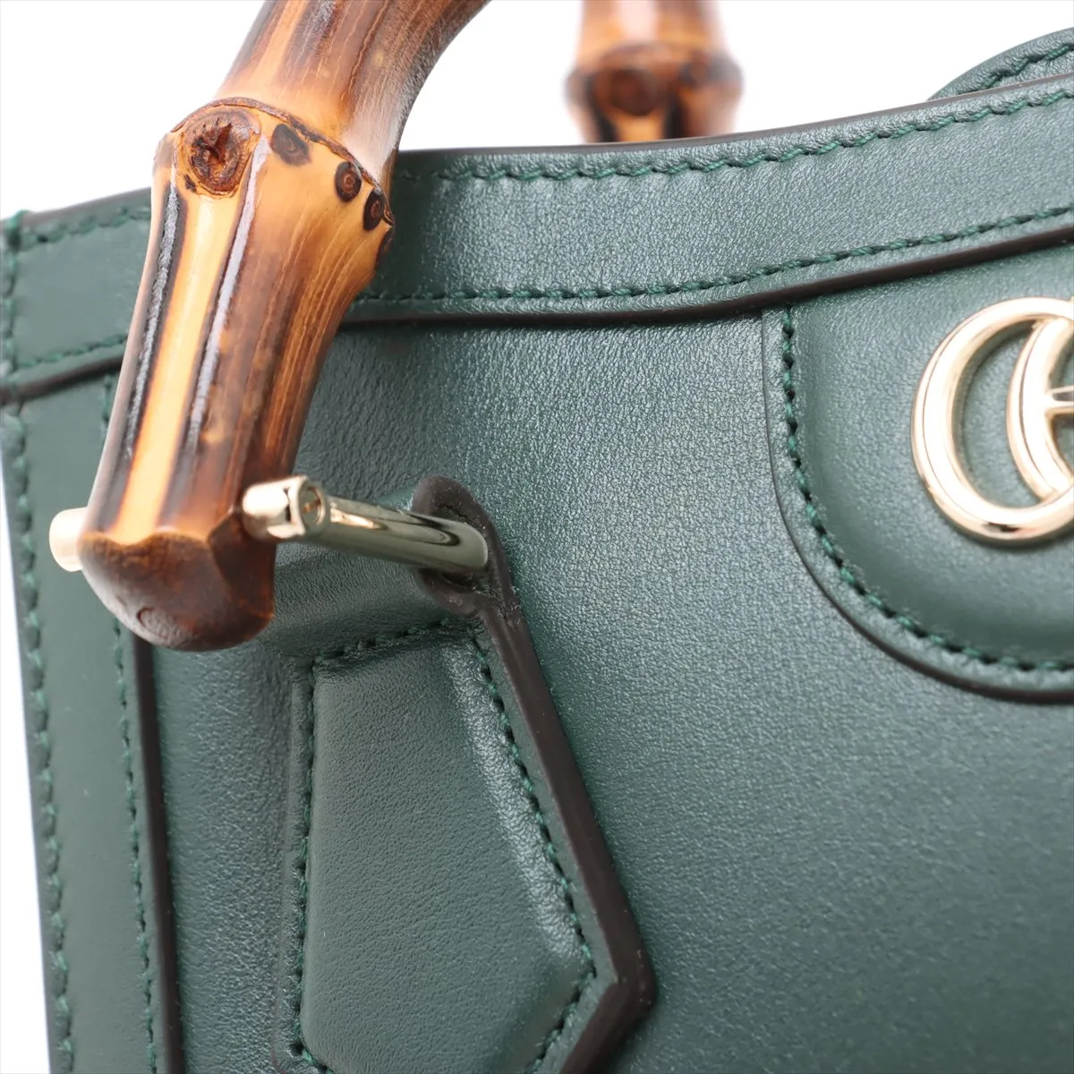 Bamboo Diana Small Leather 2-Way Handbag, Green, 832936 — view 12