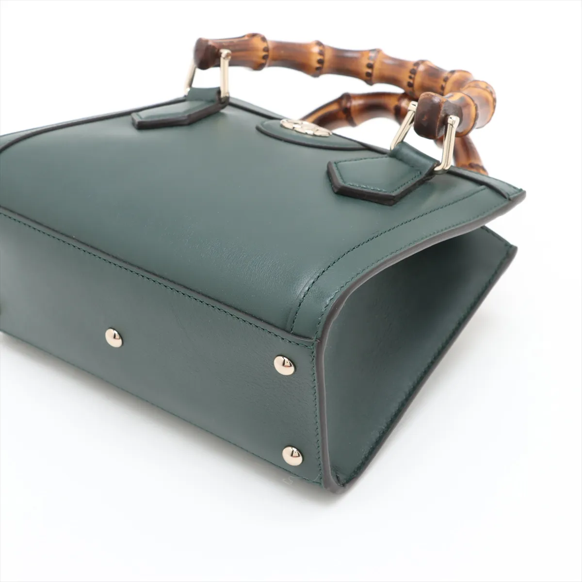 Bamboo Diana Small Leather 2-Way Handbag, Green, 832936 — view 3