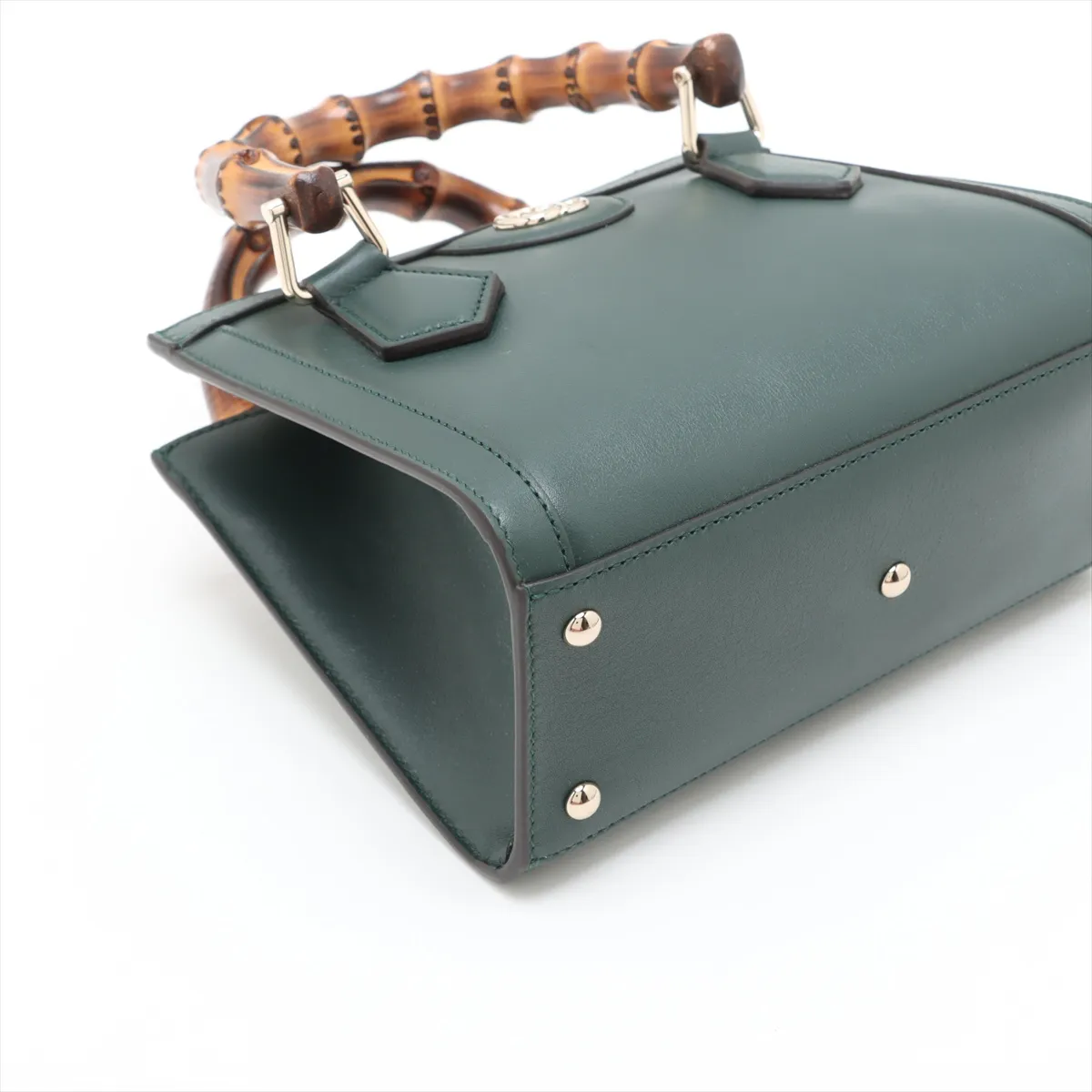 Bamboo Diana Small Leather 2-Way Handbag, Green, 832936 — view 4