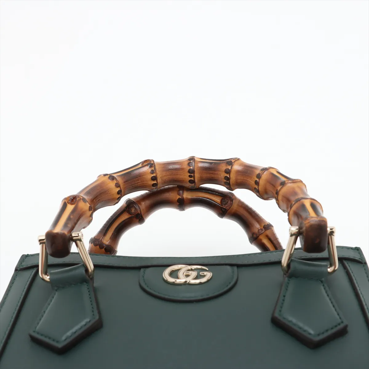 Bamboo Diana Small Leather 2-Way Handbag, Green, 832936 — view 6