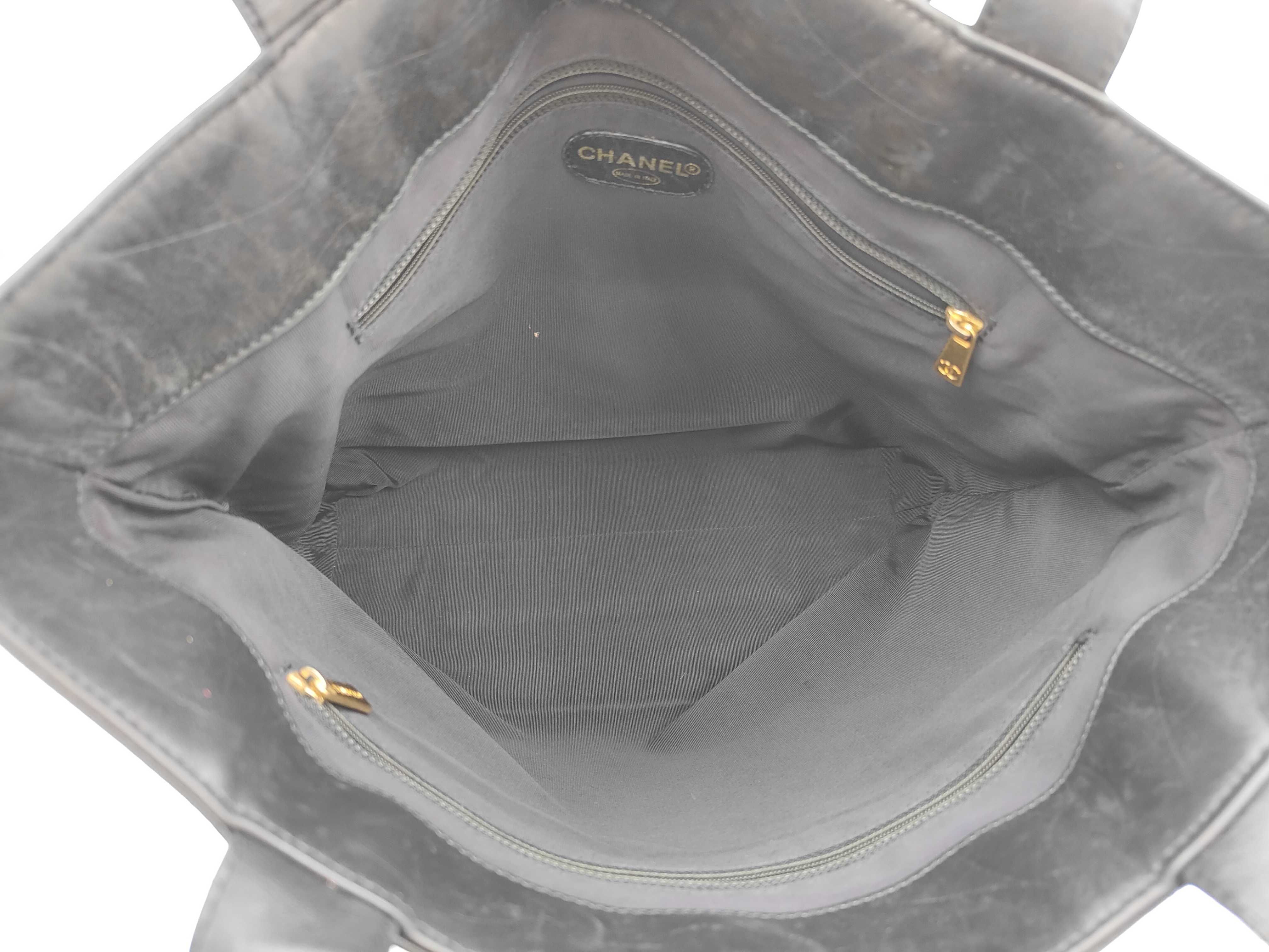 Lambskin Gold Coco Mark Pattern Black Tote Bag with Seal — view 7