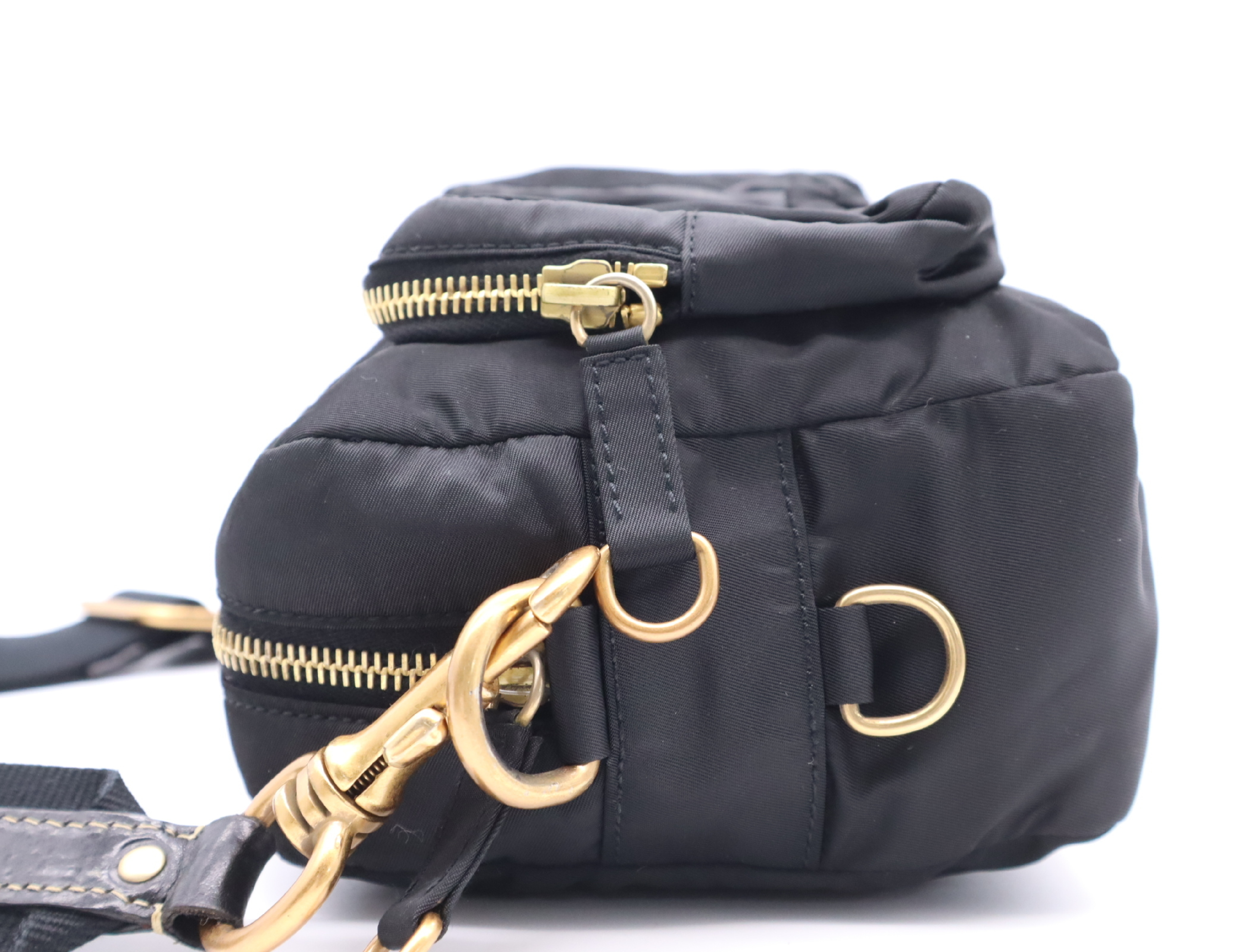 Shoulder Bag, Multi-Pocket, Gold Hardware, Black, with Shoulder Strap — view 3
