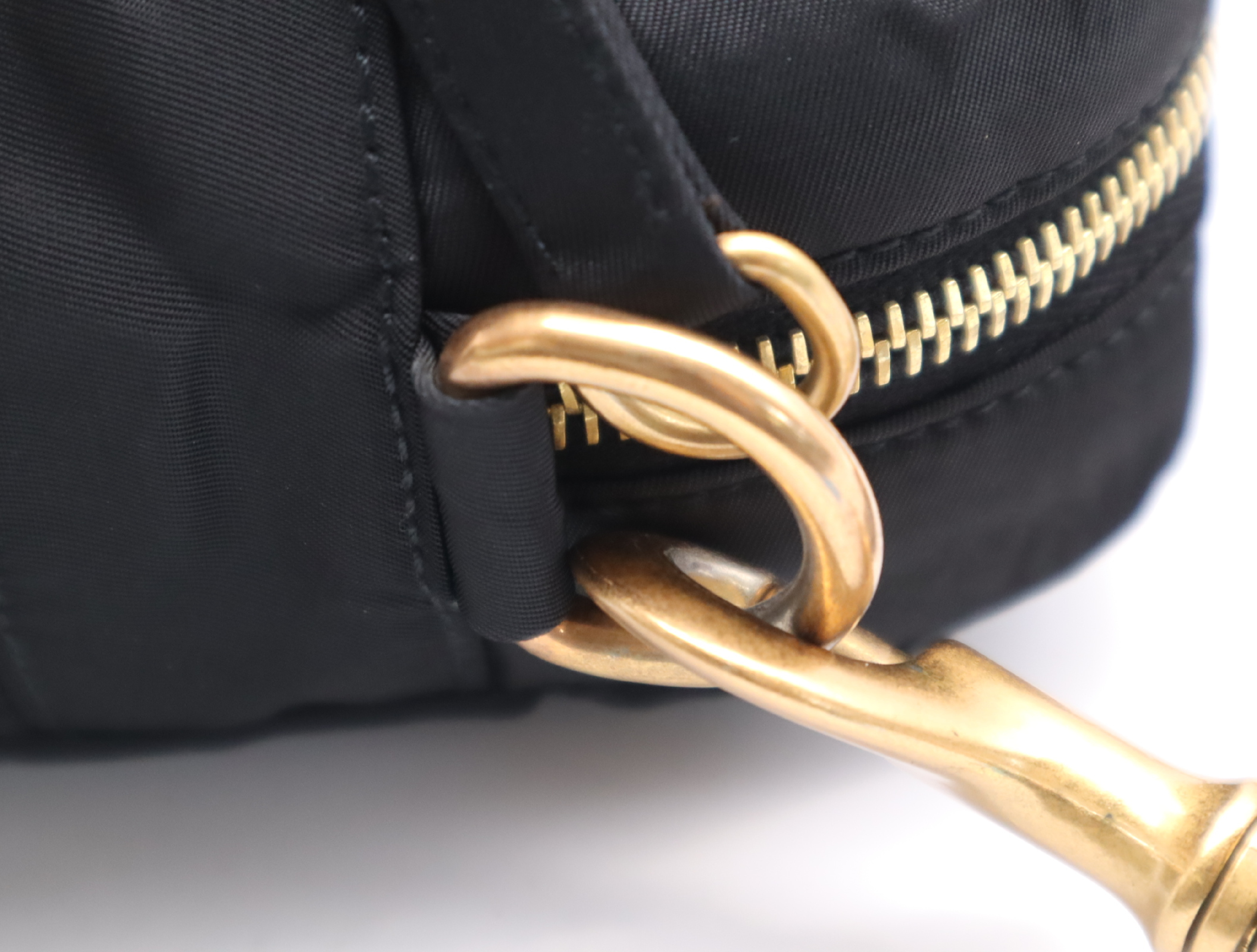 Shoulder Bag, Multi-Pocket, Gold Hardware, Black, with Shoulder Strap — view 8