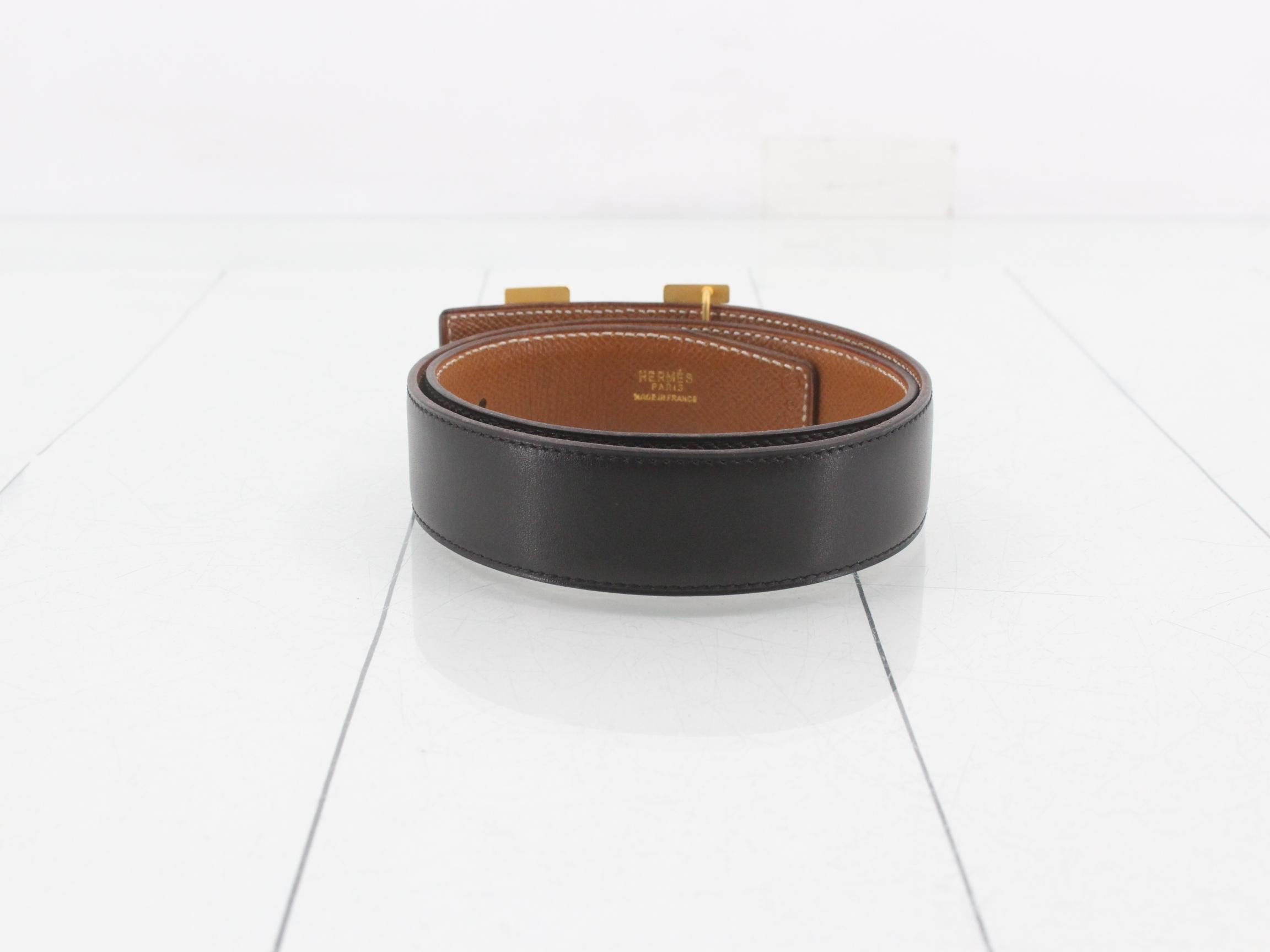 Constance H-buckle, gold hardware, black, H logo — view 2