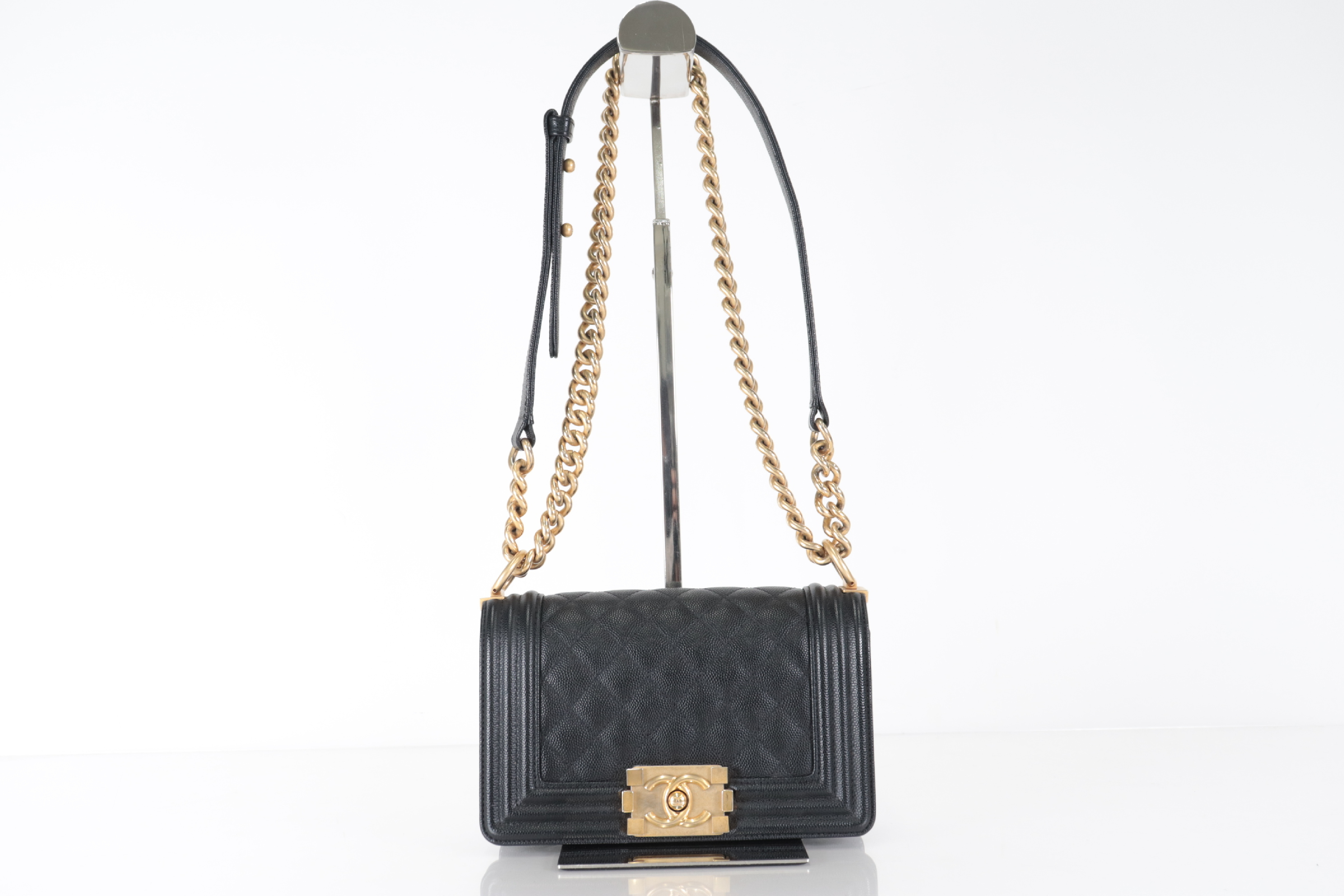 Boy Chanel Caviar Chain Shoulder Bag (Serial No. 25) — view 2