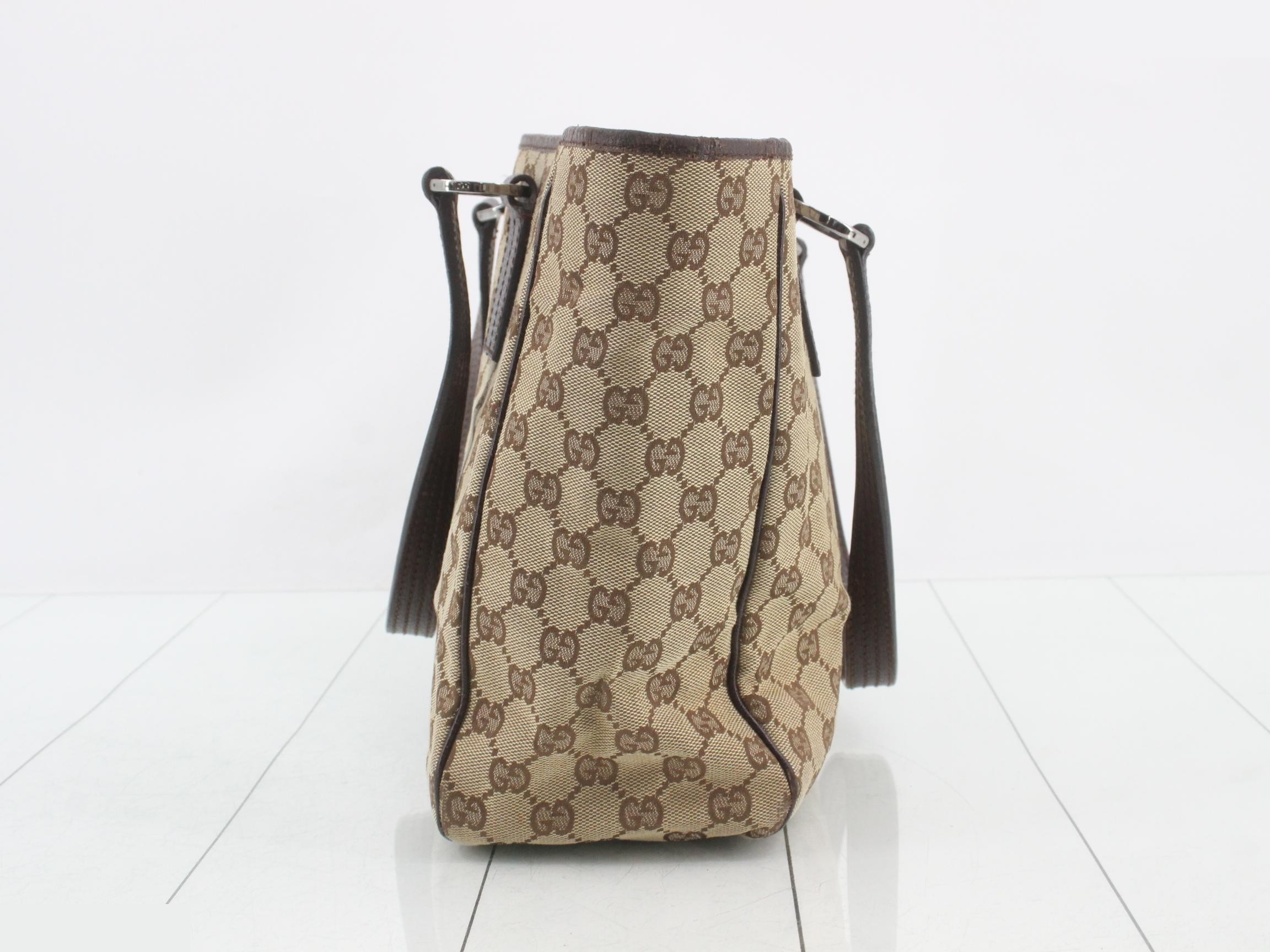Canvas x Leather GG Canvas Tote Bag, Beige/Brown, with Dust Bag — view 3