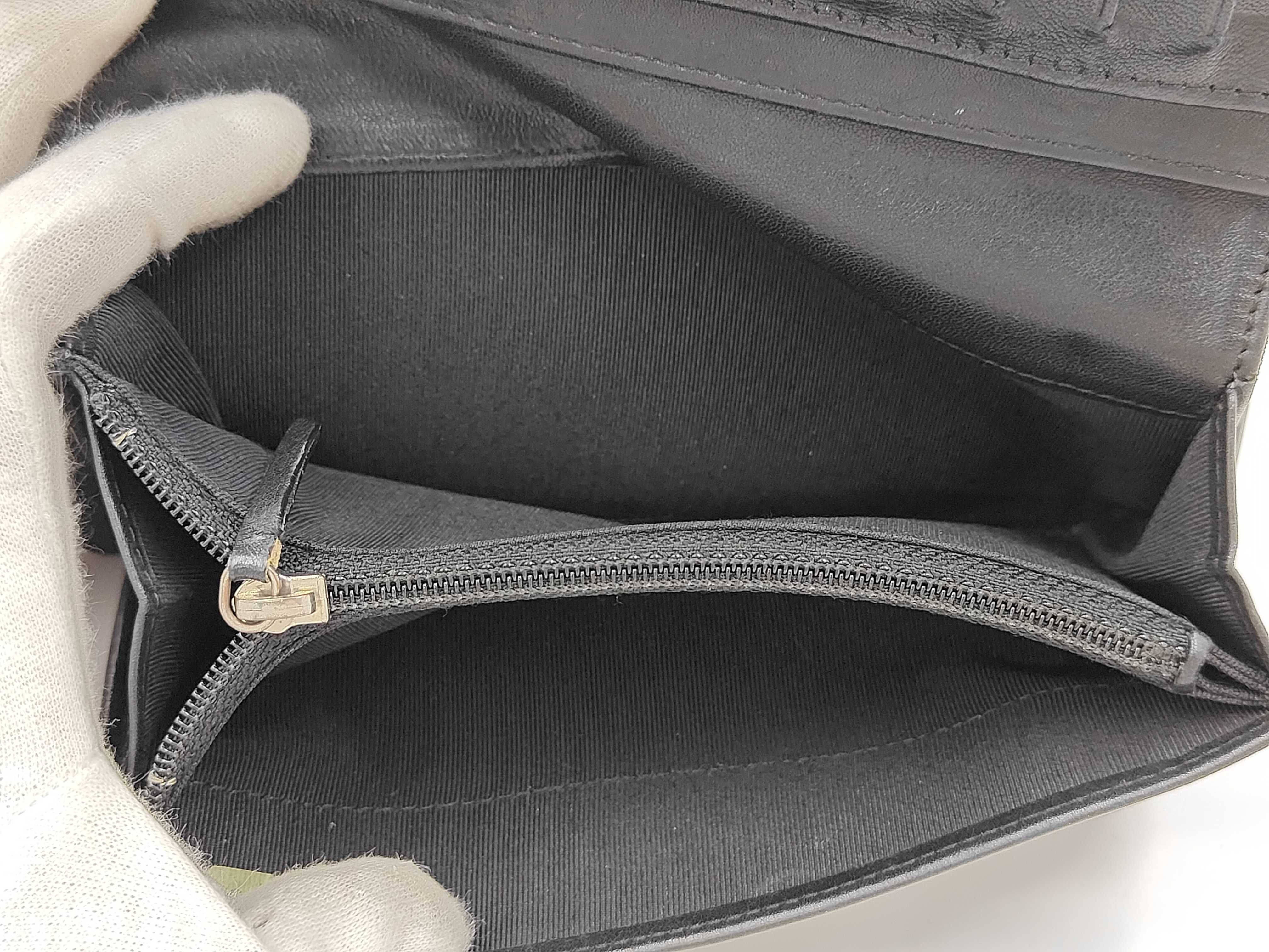 Lambskin V-Stitch Chevron Long Wallet, Black — view 5