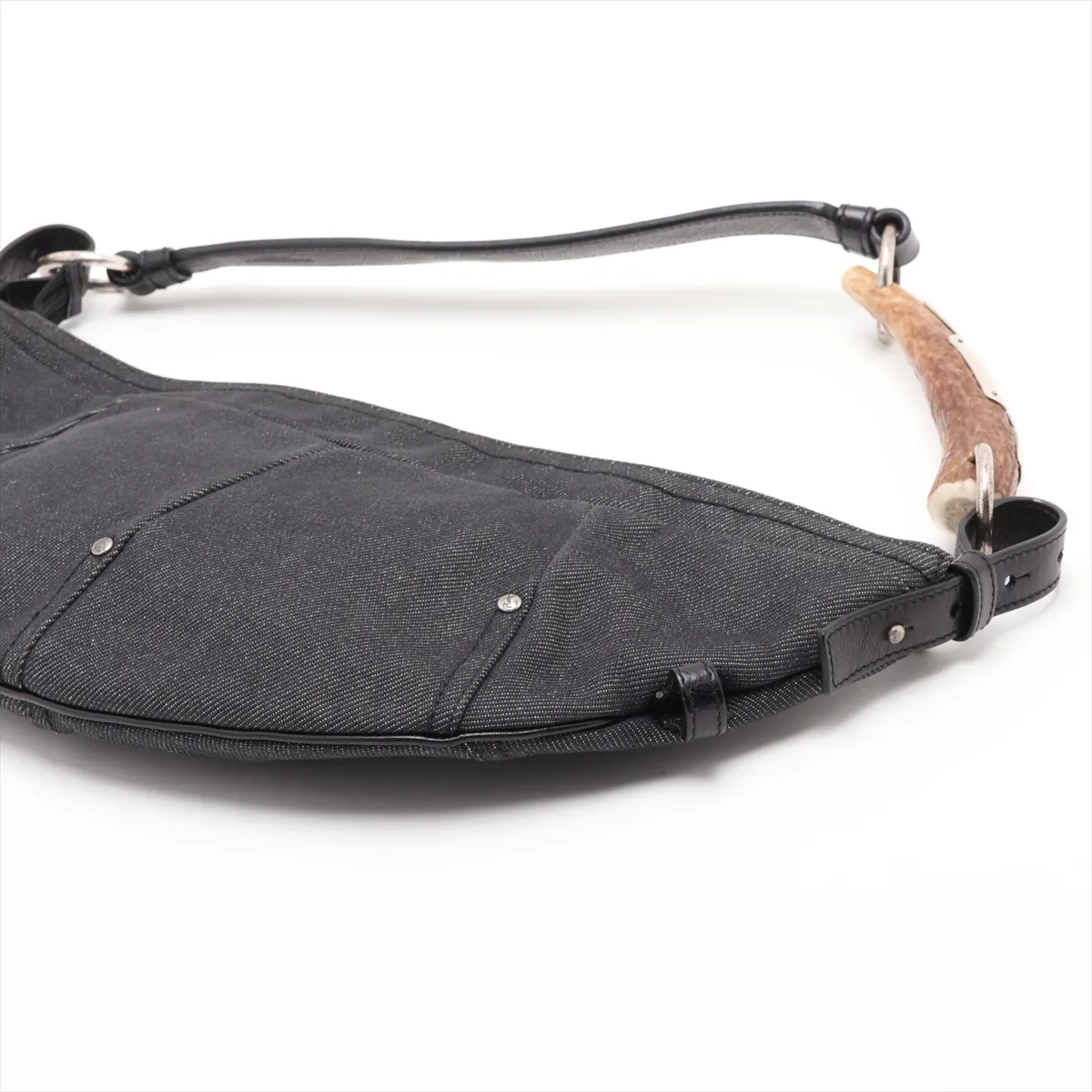 Mombasa Denim Shoulder Bag, Black, 118586 — view 3