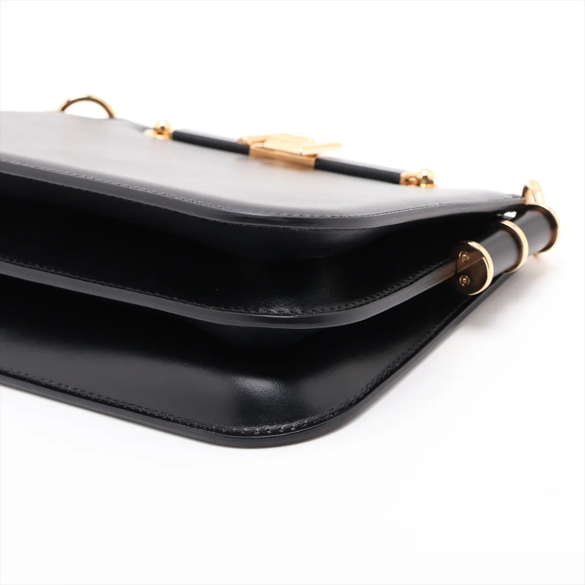 Touch Leather Shoulder Bag, Black, 8BT349 — view 3