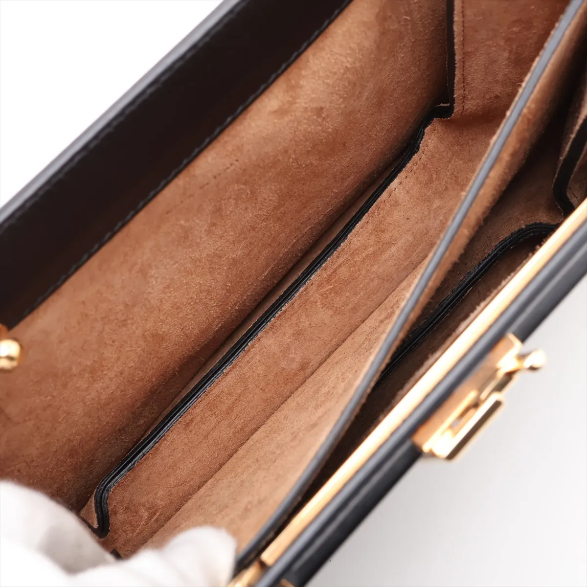 Touch Leather Shoulder Bag, Black, 8BT349 — view 7