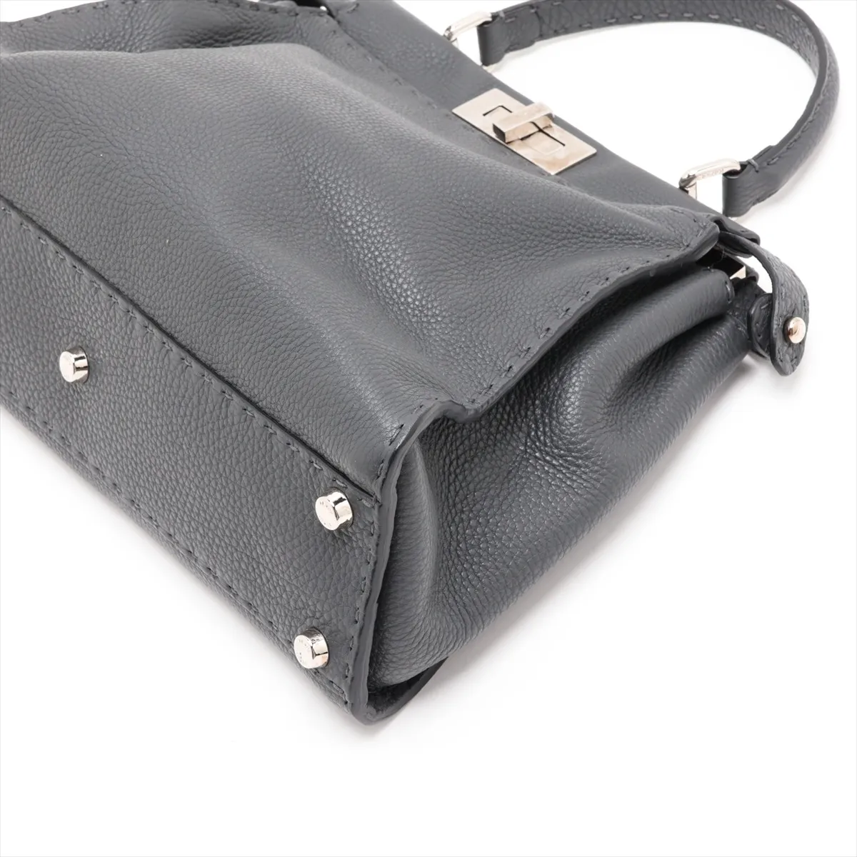 Peekaboo Regular Leather 2-Way Handbag, Gray, 8BN290 — view 3