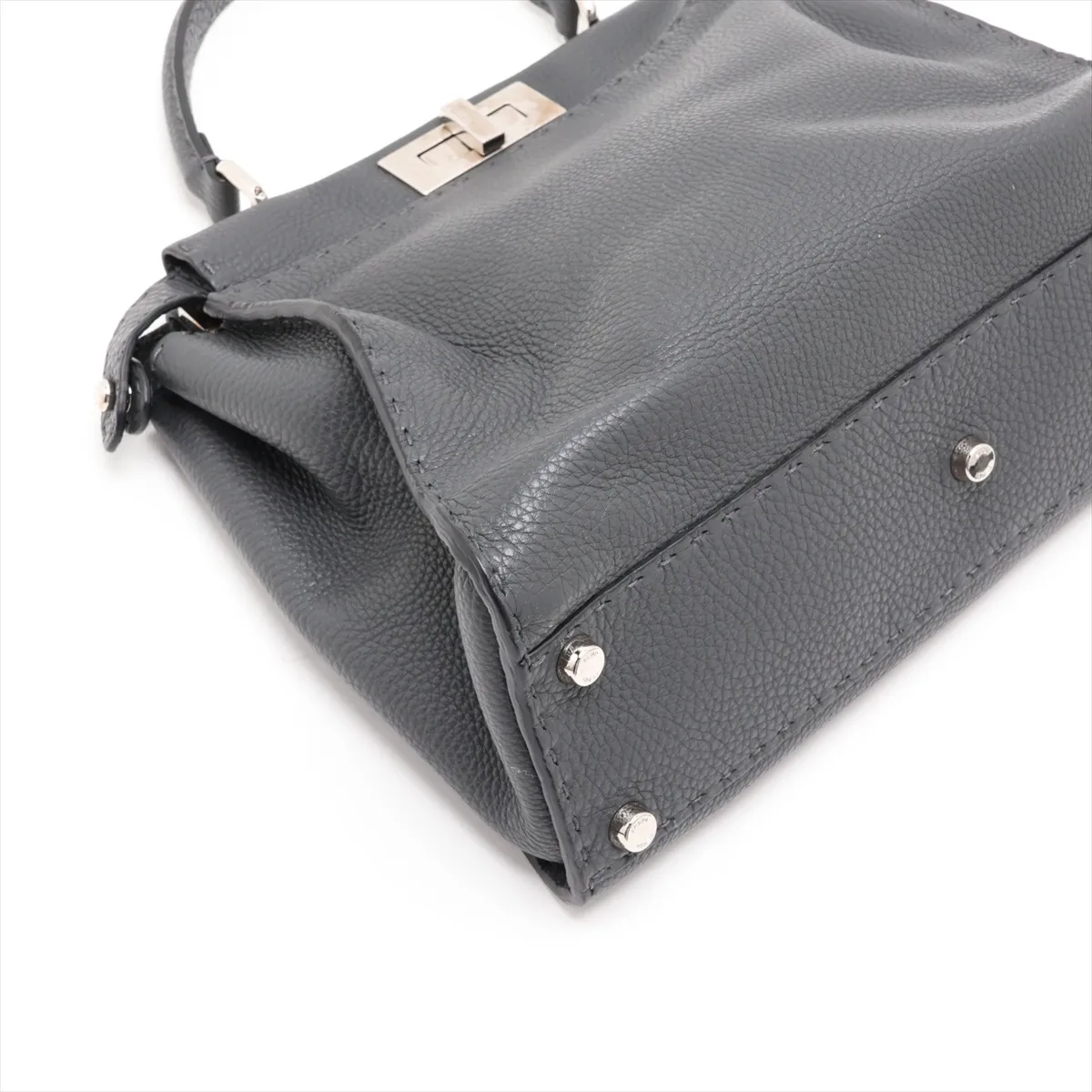 Peekaboo Regular Leather 2-Way Handbag, Gray, 8BN290 — view 4