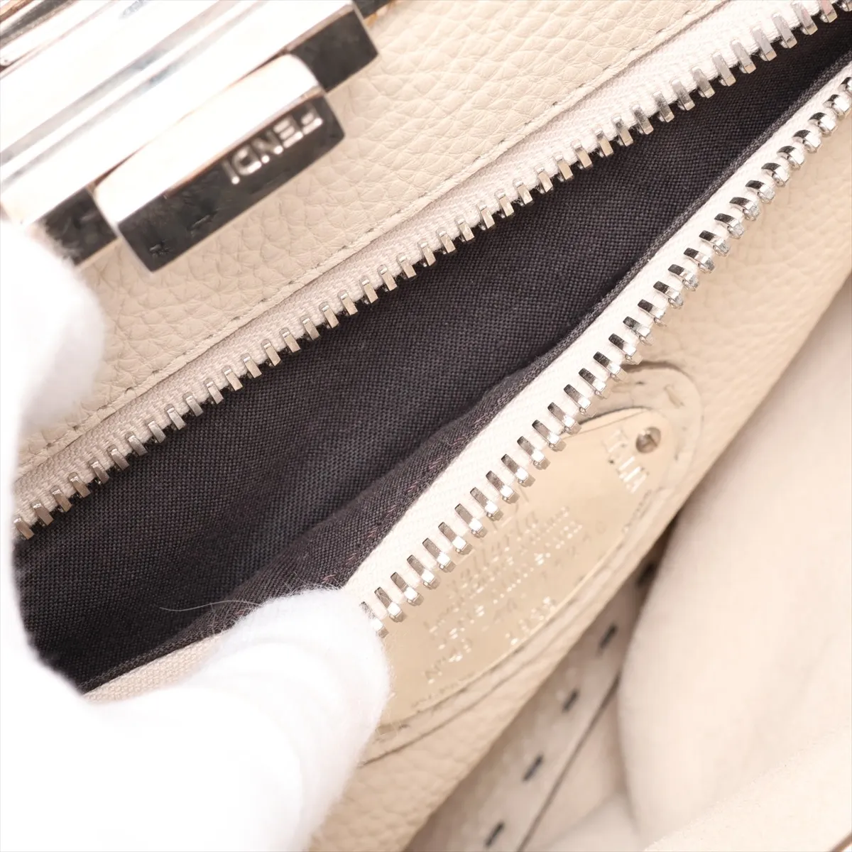 Peekaboo Regular Leather 2-Way Handbag, Gray, 8BN290 — view 9