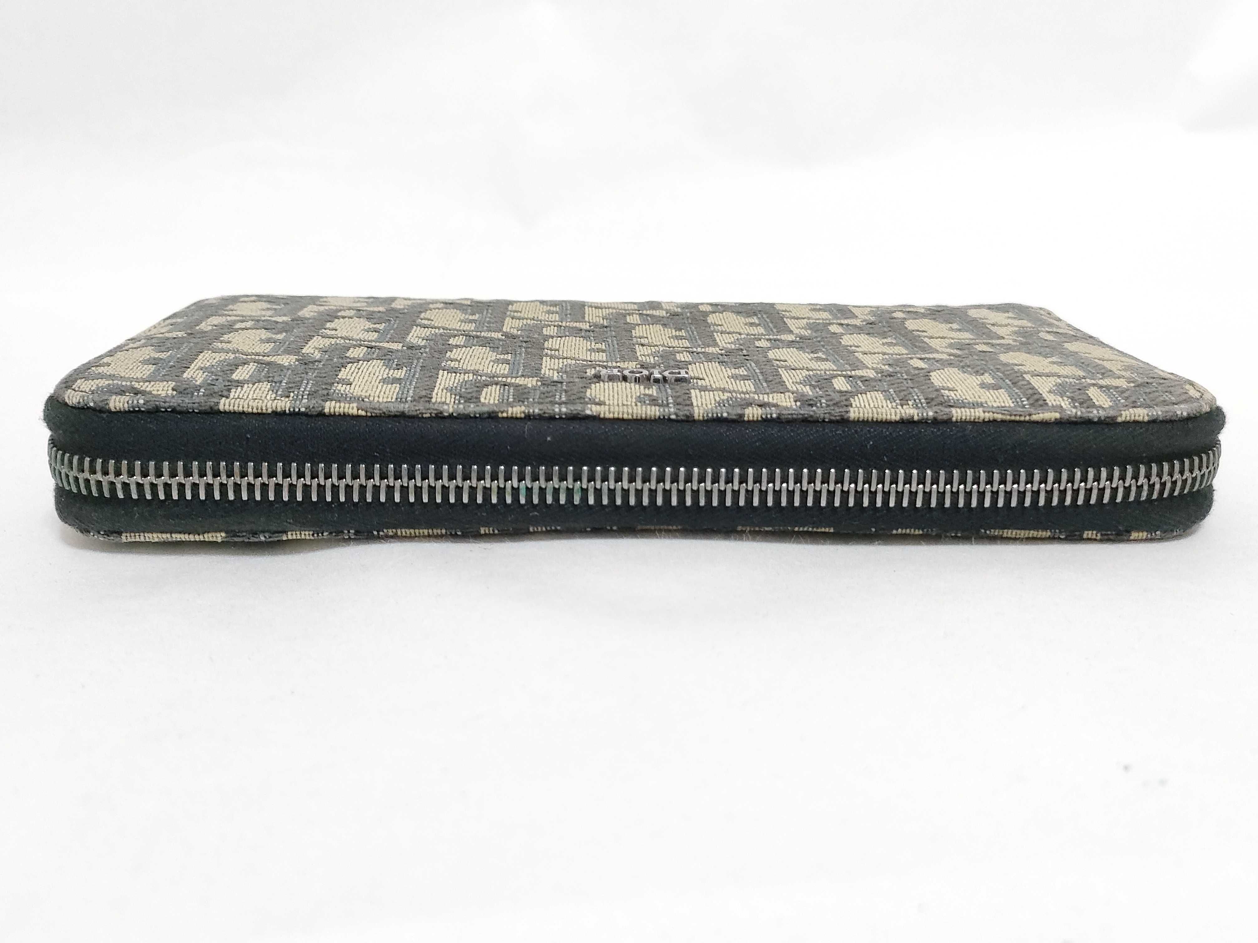 Trotter Oblique Round Zip Long Wallet, Canvas, Navy/Beige — view 6