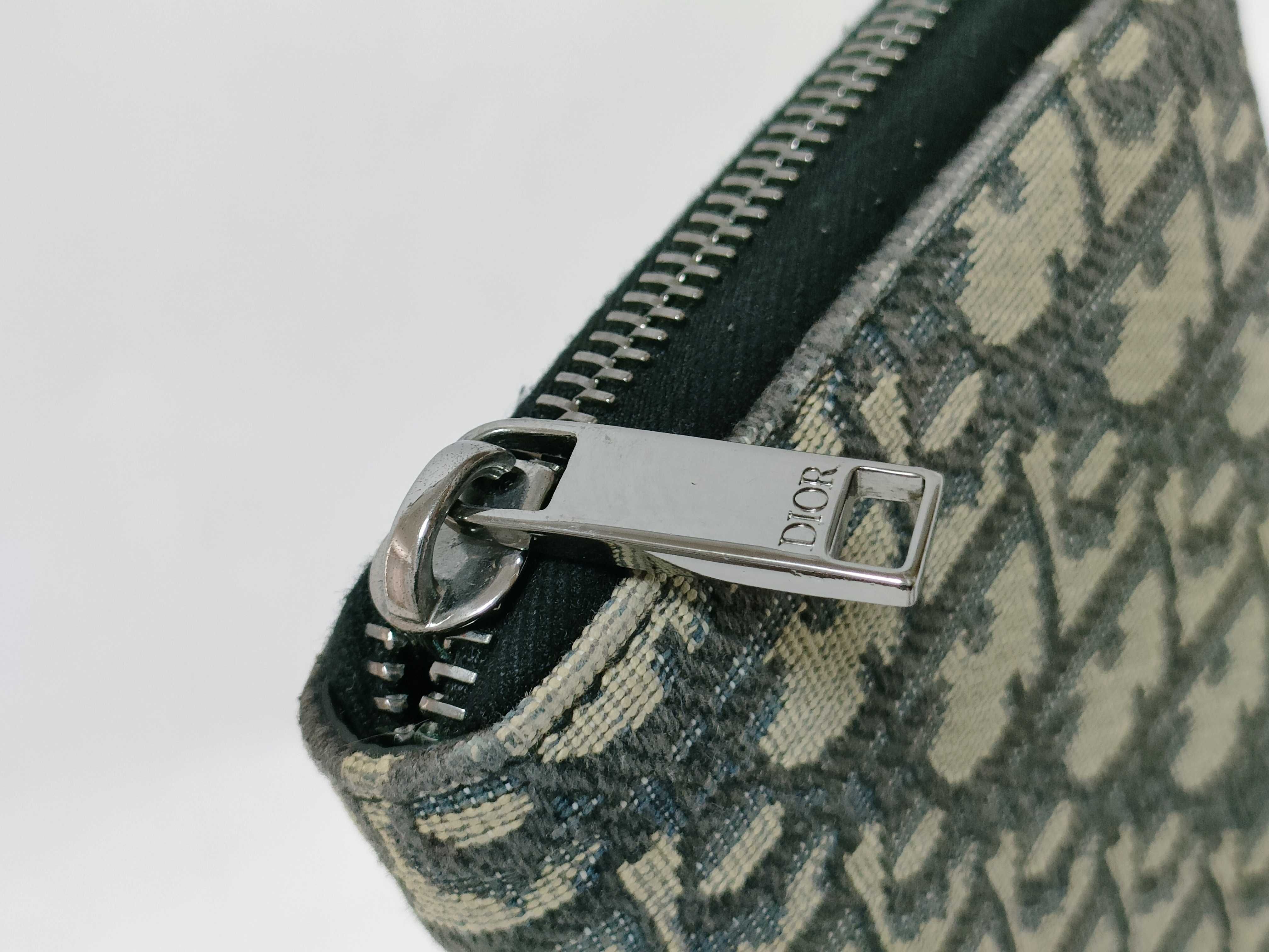 Trotter Oblique Round Zip Long Wallet, Canvas, Navy/Beige — view 7