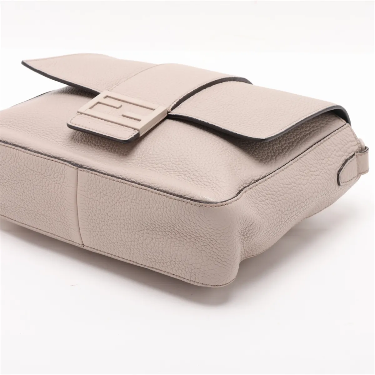 Bucket Messenger Medium Leather Shoulder Bag, Greige, 7VA537 — view 3