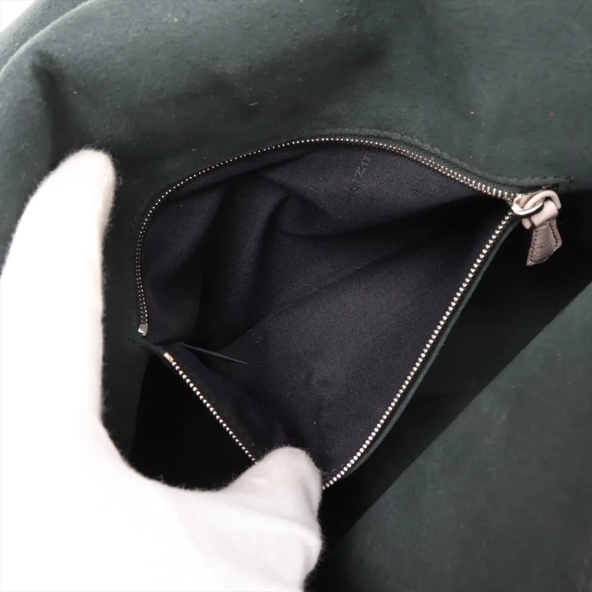 Bucket Messenger Medium Leather Shoulder Bag, Greige, 7VA537 — view 7