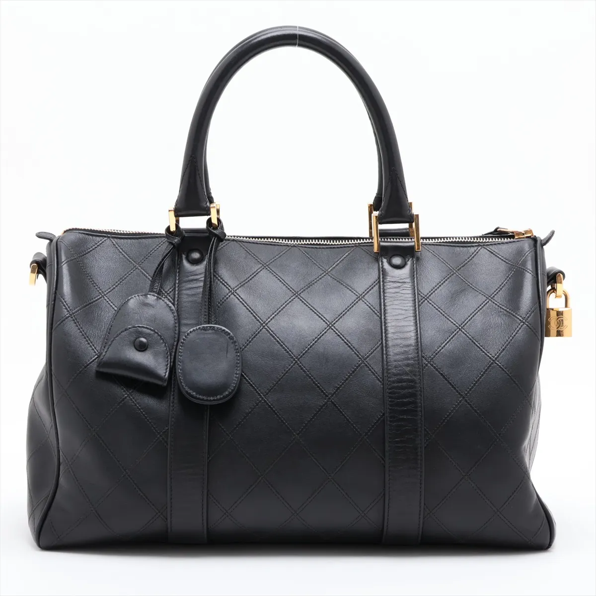 Bicolore Lambskin Boston Bag, Black with Gold Hardware, 2513689, Series 2 — view 2
