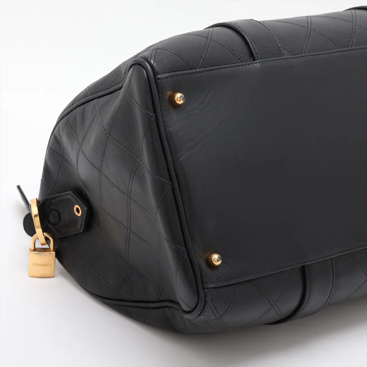 Bicolore Lambskin Boston Bag, Black with Gold Hardware, 2513689, Series 2 — view 4
