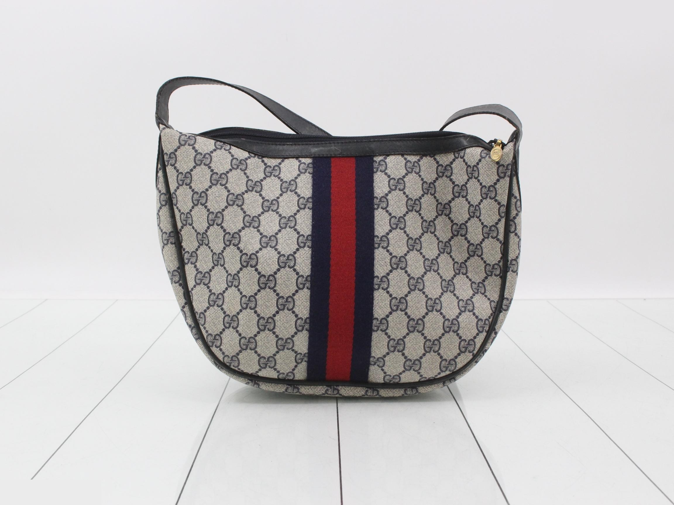 Vintage Gucci crossbody bag, Sherry/blue and red, navy — view 2
