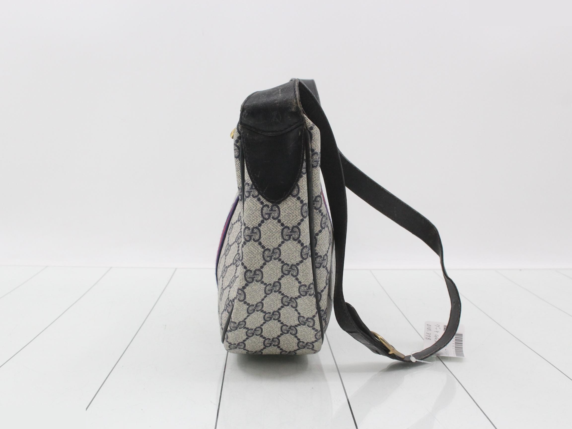 Vintage Gucci crossbody bag, Sherry/blue and red, navy — view 4
