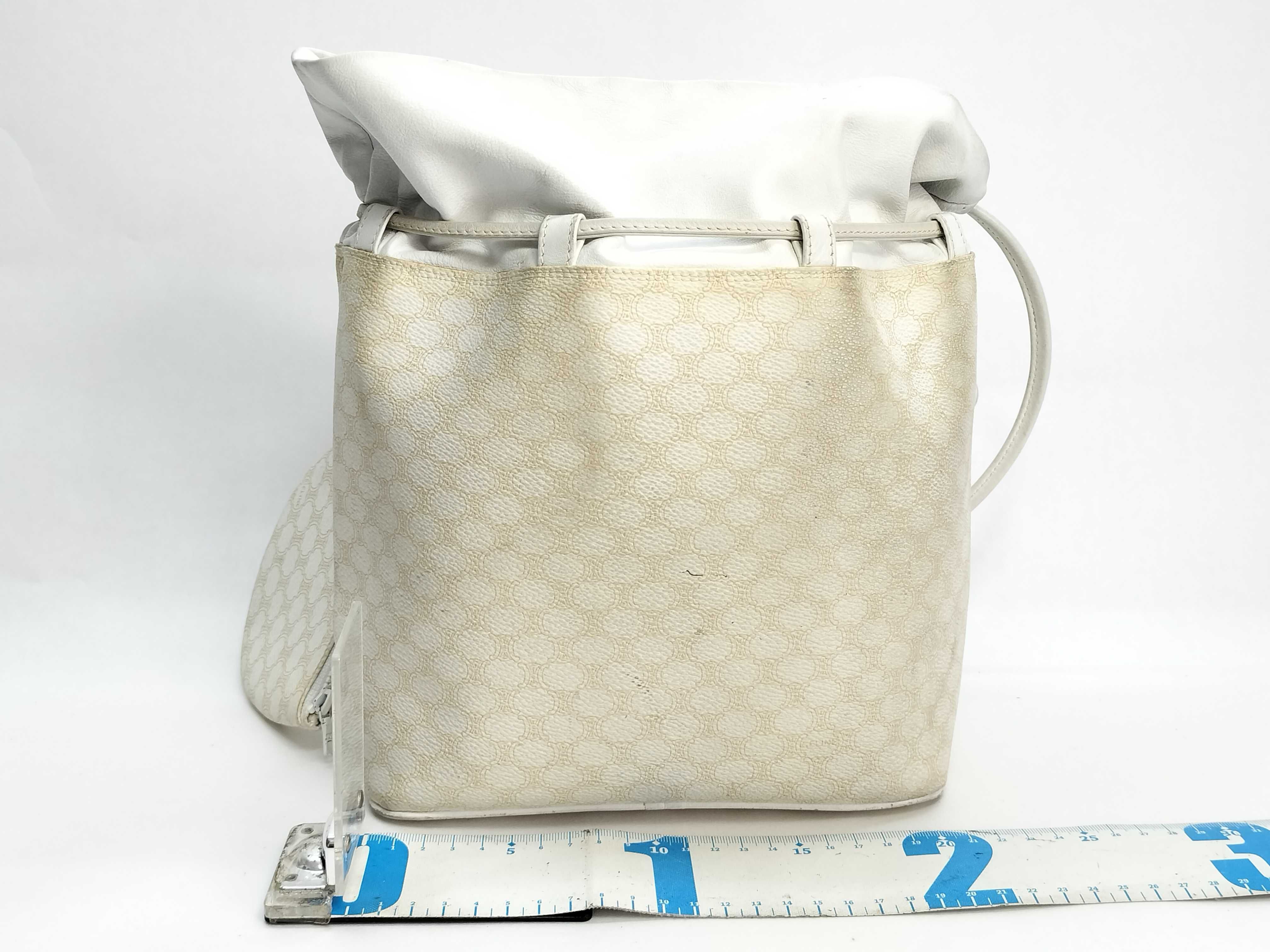 Macadam Drawstring Shoulder Bag with Pouch, White — view 2