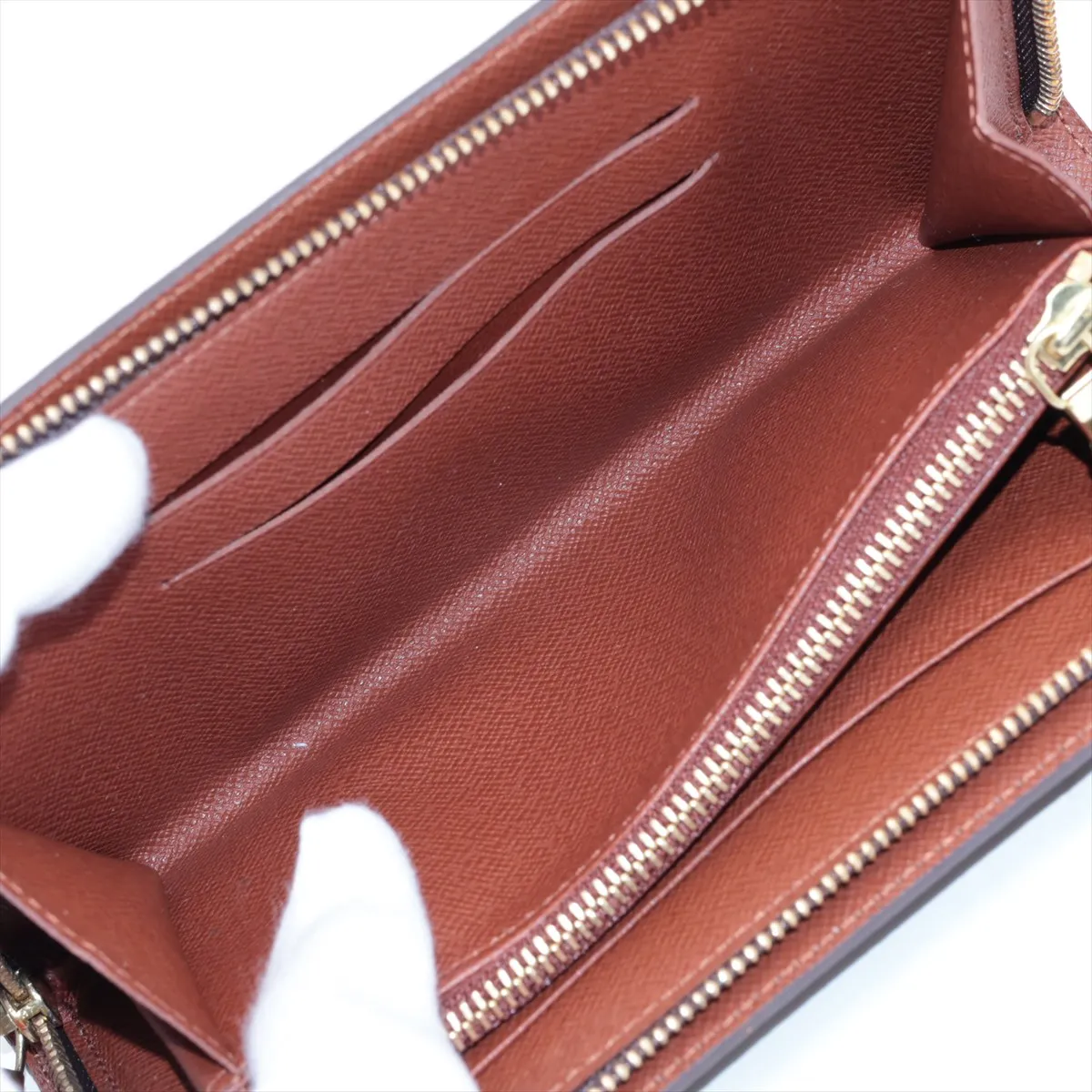 Monogram Portomone Gip M61727 TH0021 Brown Round Zip Wallet — view 4
