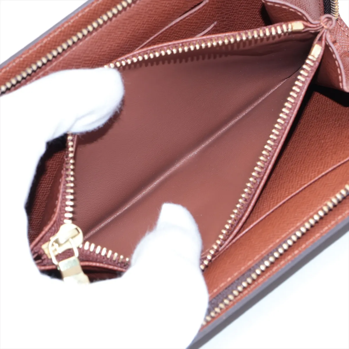 Monogram Portomone Gip M61727 TH0021 Brown Round Zip Wallet — view 6