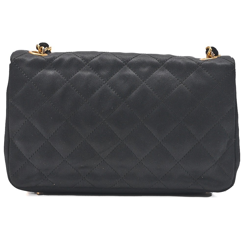 Satin Mini Matelassé 18 Turnlock Chain Shoulder Bag, Gold — view 2