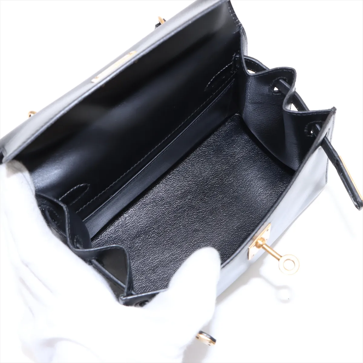 [Individually wrapped] Hermes Mini Kelly 20 Serie Box Calf Black Gold Hardware S:1989 — view 8