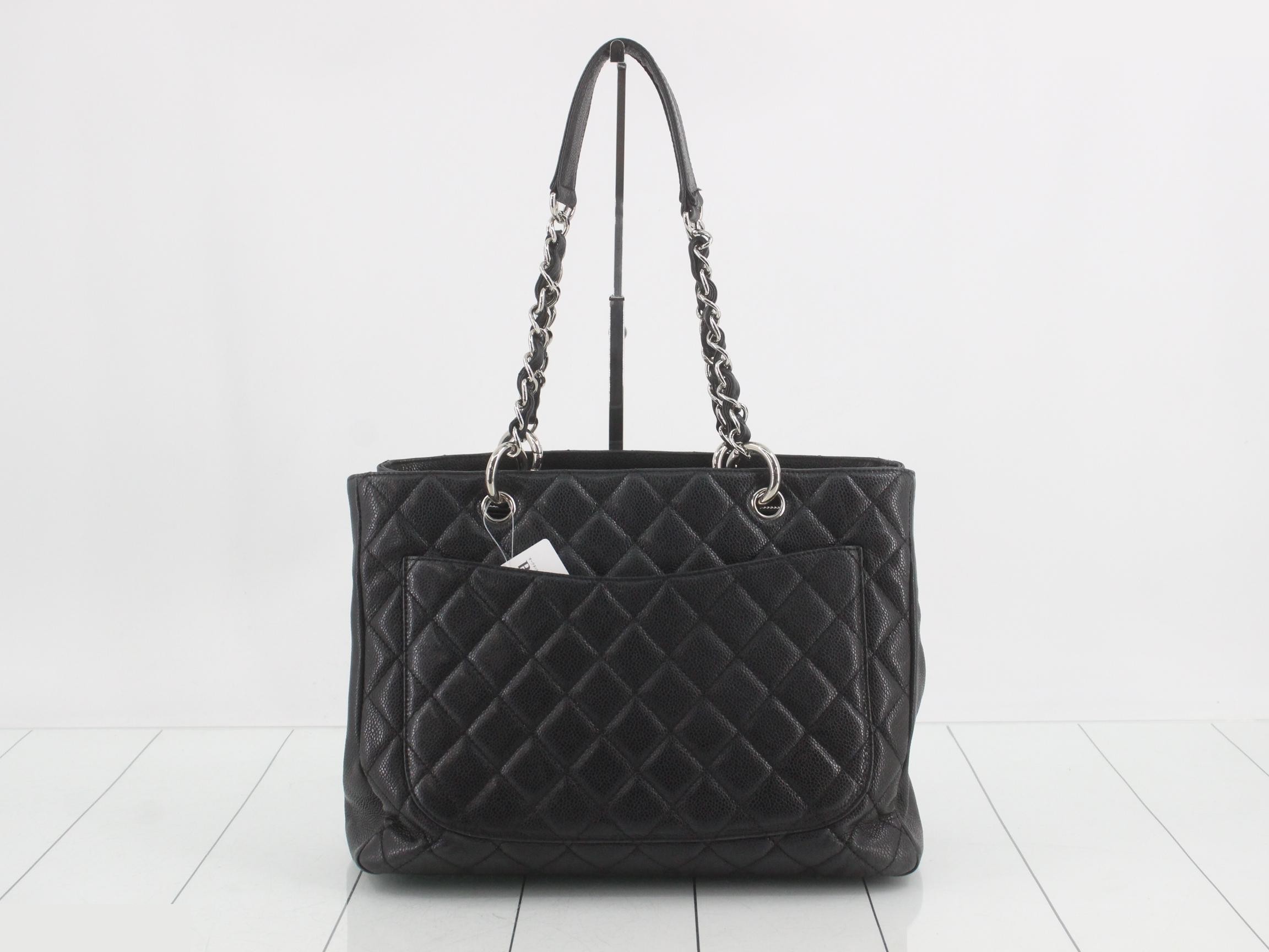 Matelassé Chain Shoulder Bag, Black — view 2