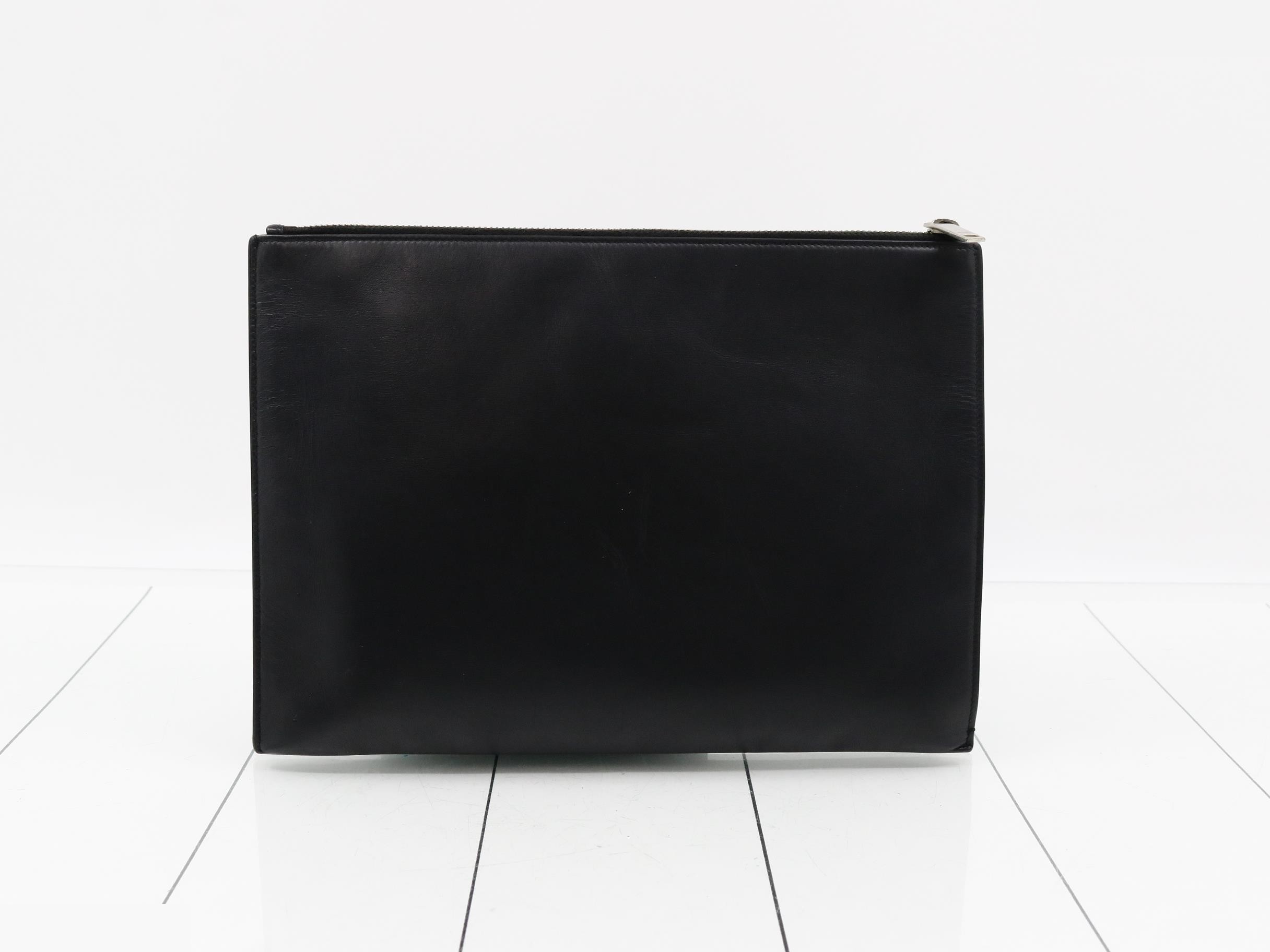 Leather Clutch Bag, Black — view 2