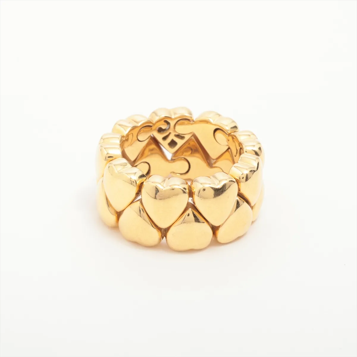 Double Heart Diamond Ring 750 (Yellow Gold) 14.5g Size 51 H06185 — view 2