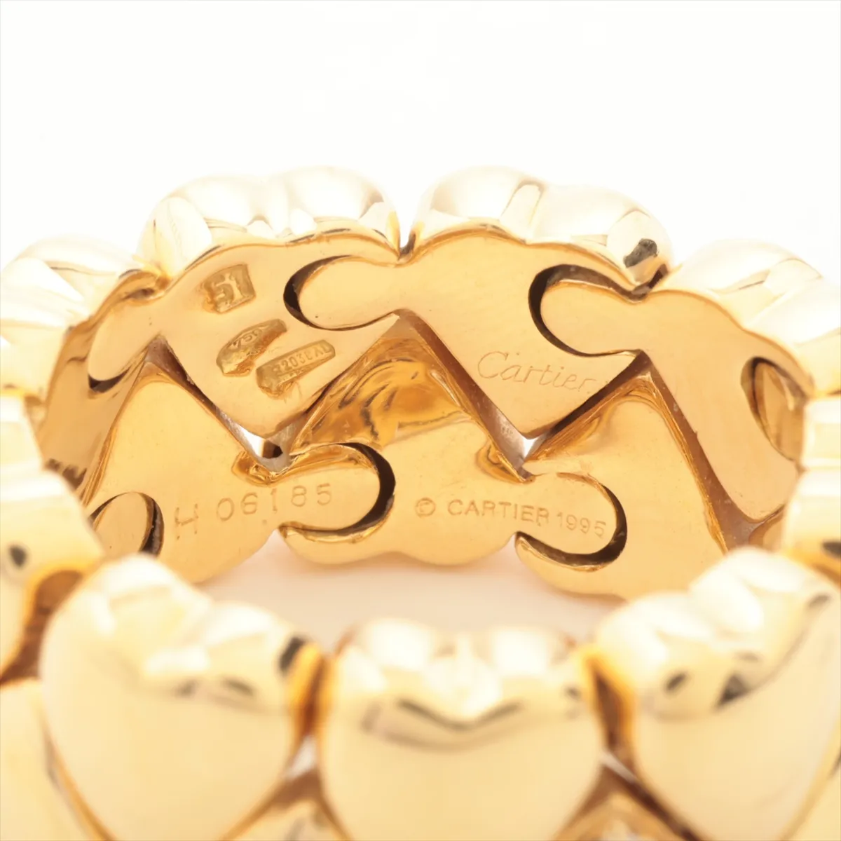 Double Heart Diamond Ring 750 (Yellow Gold) 14.5g Size 51 H06185 — view 3