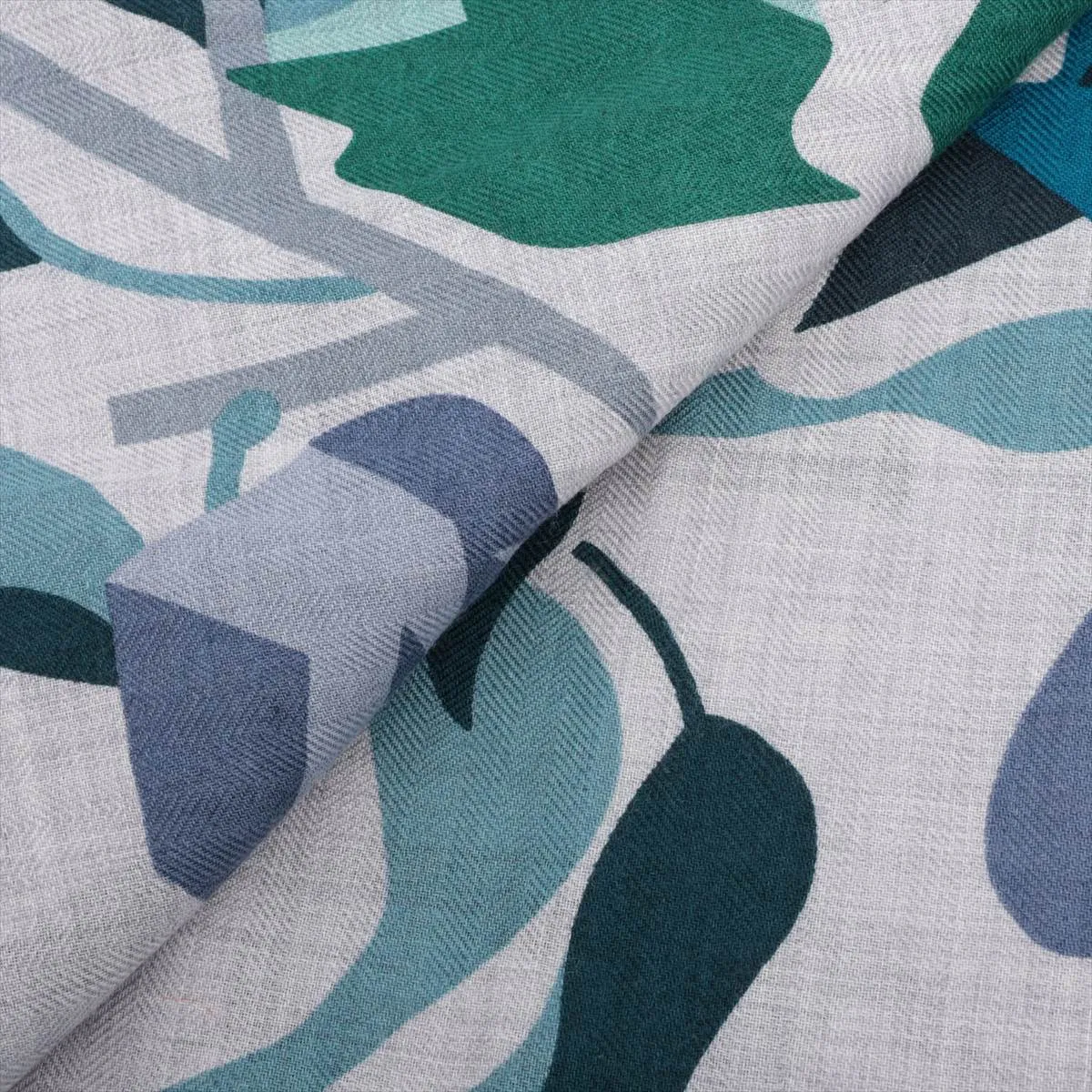 Rectangle Puzzle Vegetal Stole, Cashmere x Silk, Gray. Shows signs of wear, — view 2